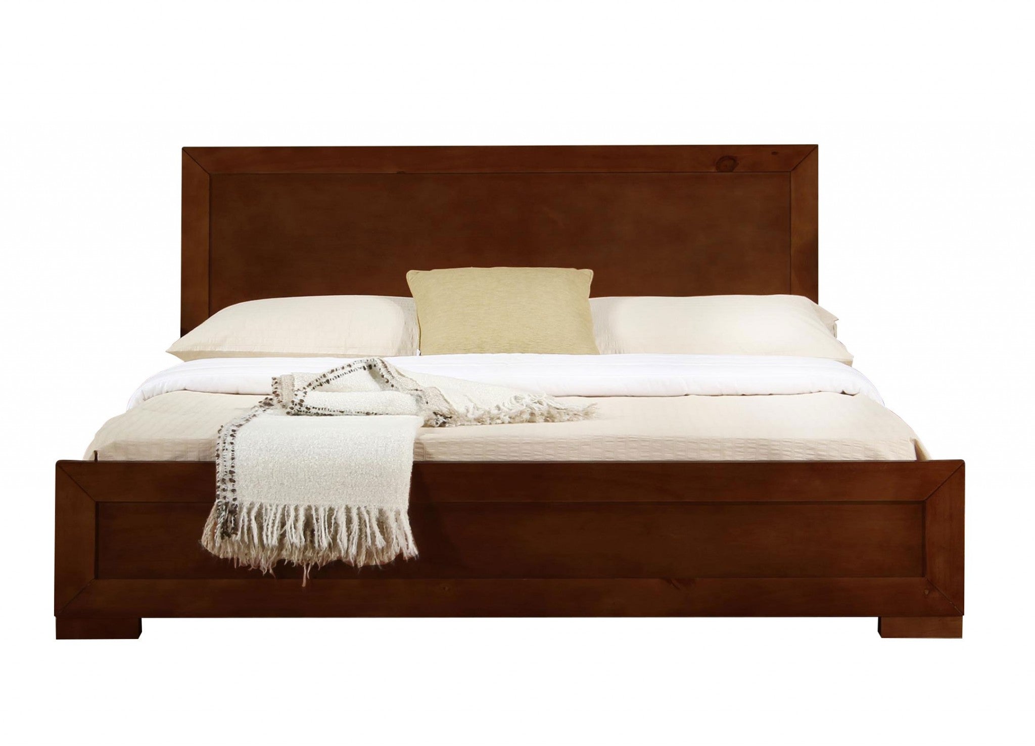 White Solid and Manufactured Wood Queen Bed Frame