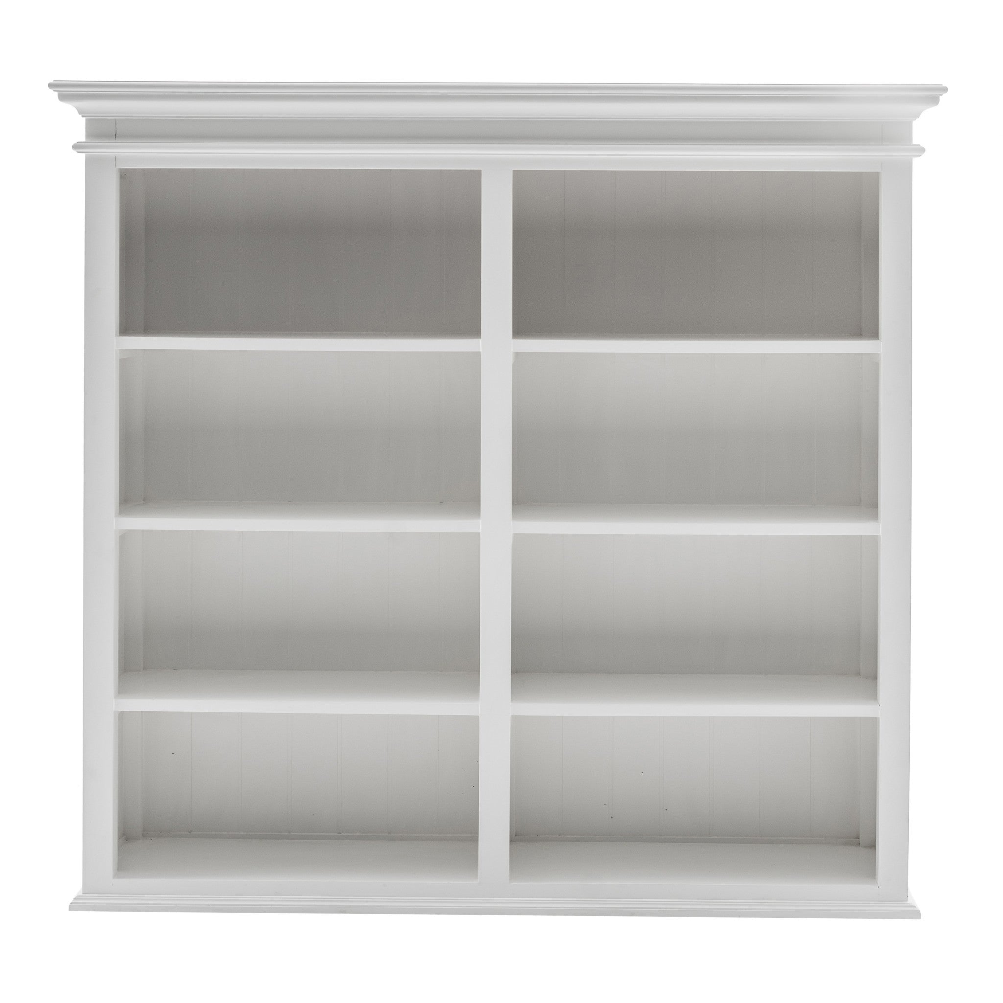 87" White Solid Wood Adjustable Four Tier Bookcase