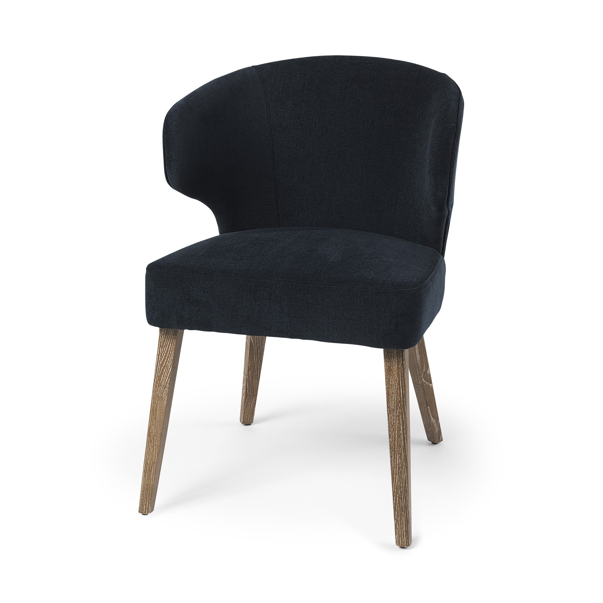 Dark Navy and Brown Mid Century Wingback Dining Chair
