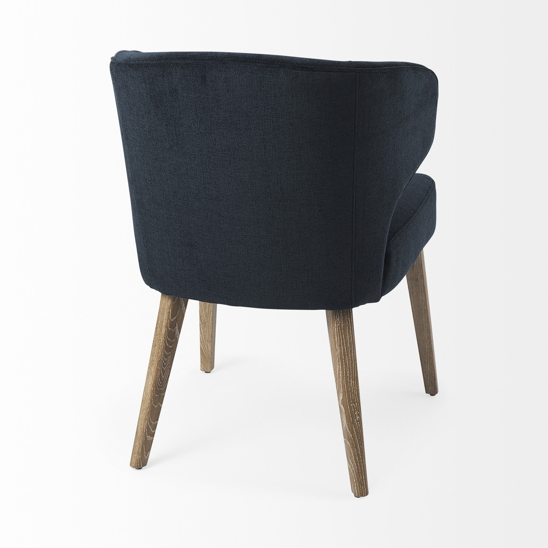 Dark Navy and Brown Mid Century Wingback Dining Chair