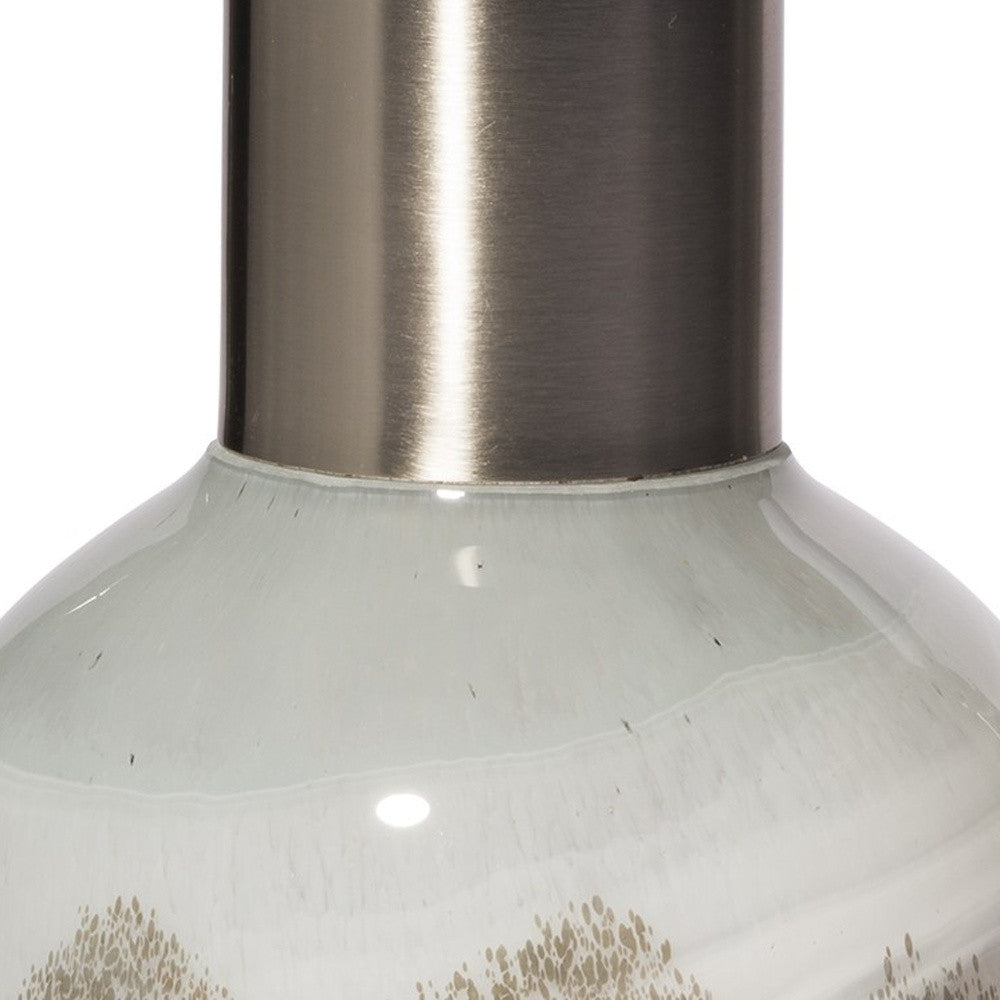 13" Cream and Brown Ombre Glass Vase with Dark Bronze Top