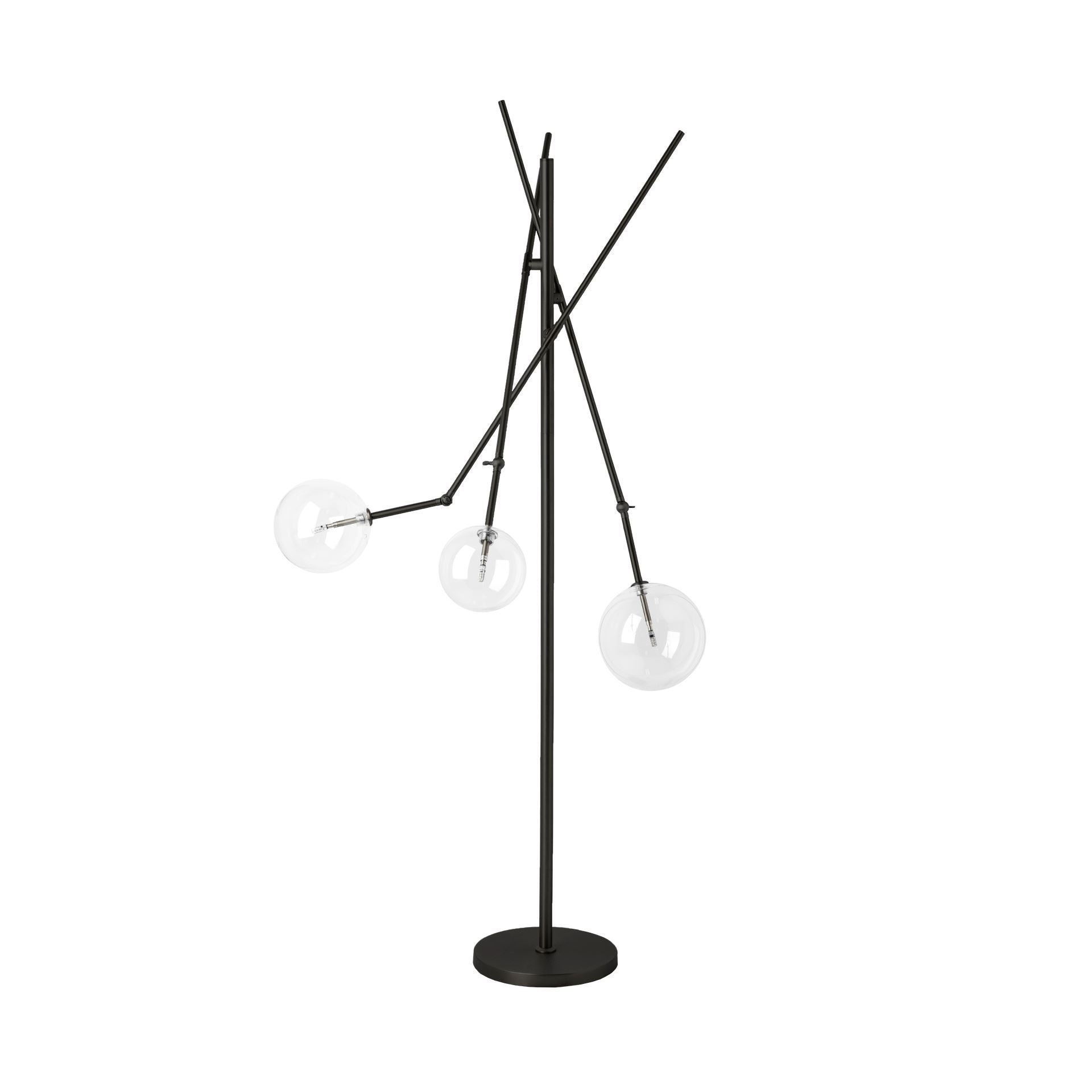 Black Tri Globe Contemporary Metal Floor Lamp