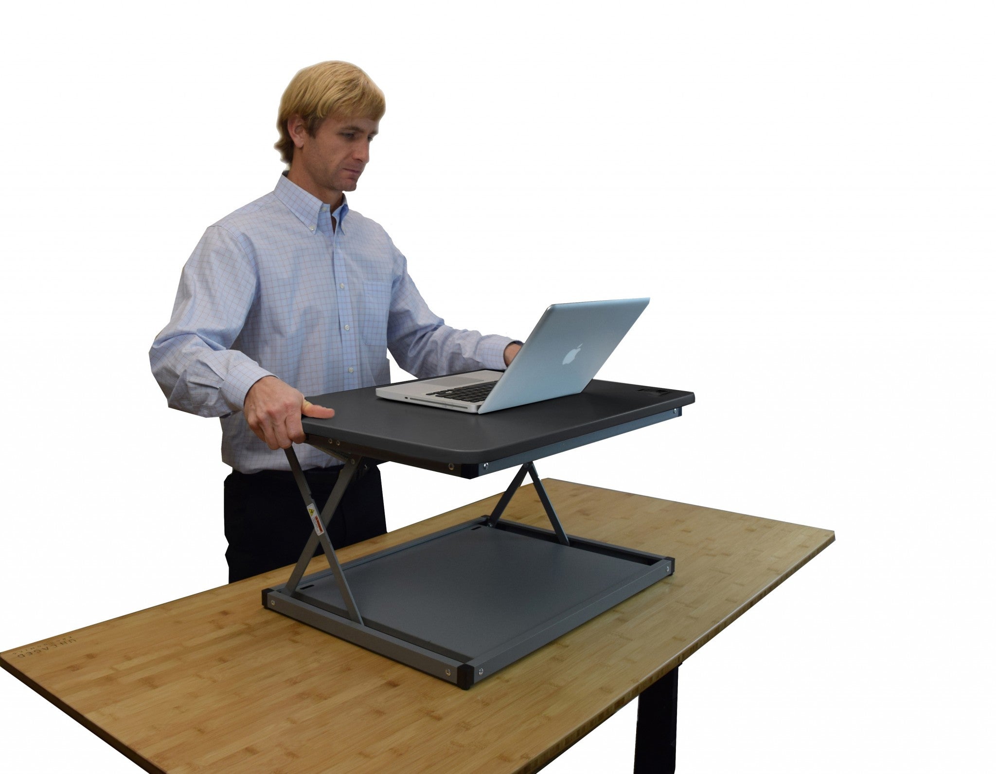 20" Adjustable Black Stainless Steel Standing Desk Converter