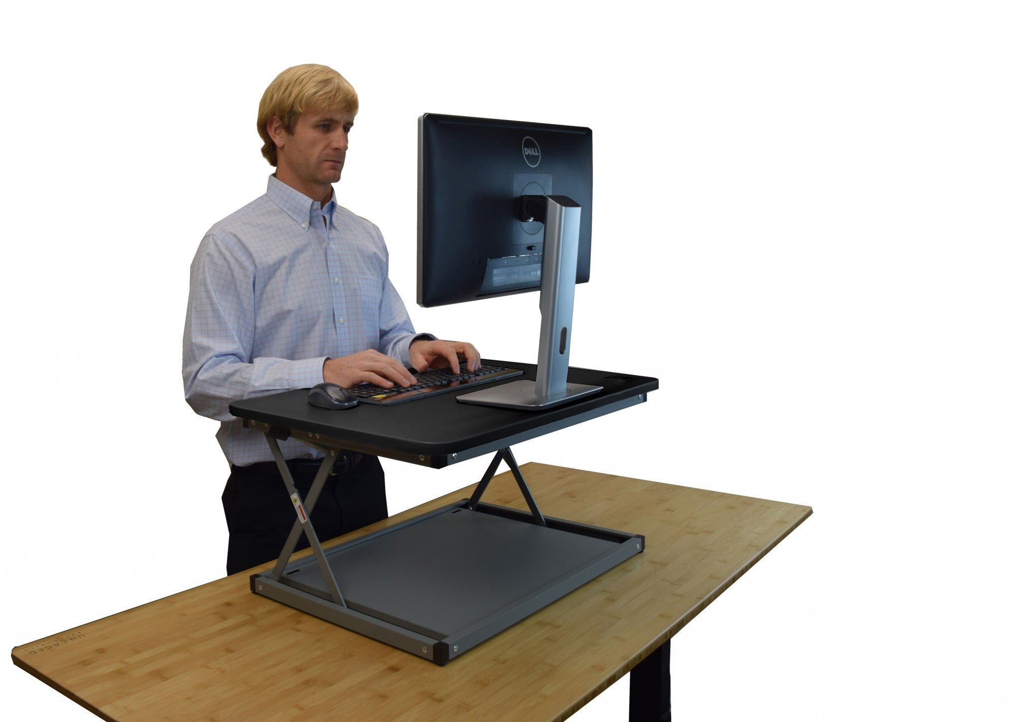 20" Adjustable Black Stainless Steel Standing Desk Converter