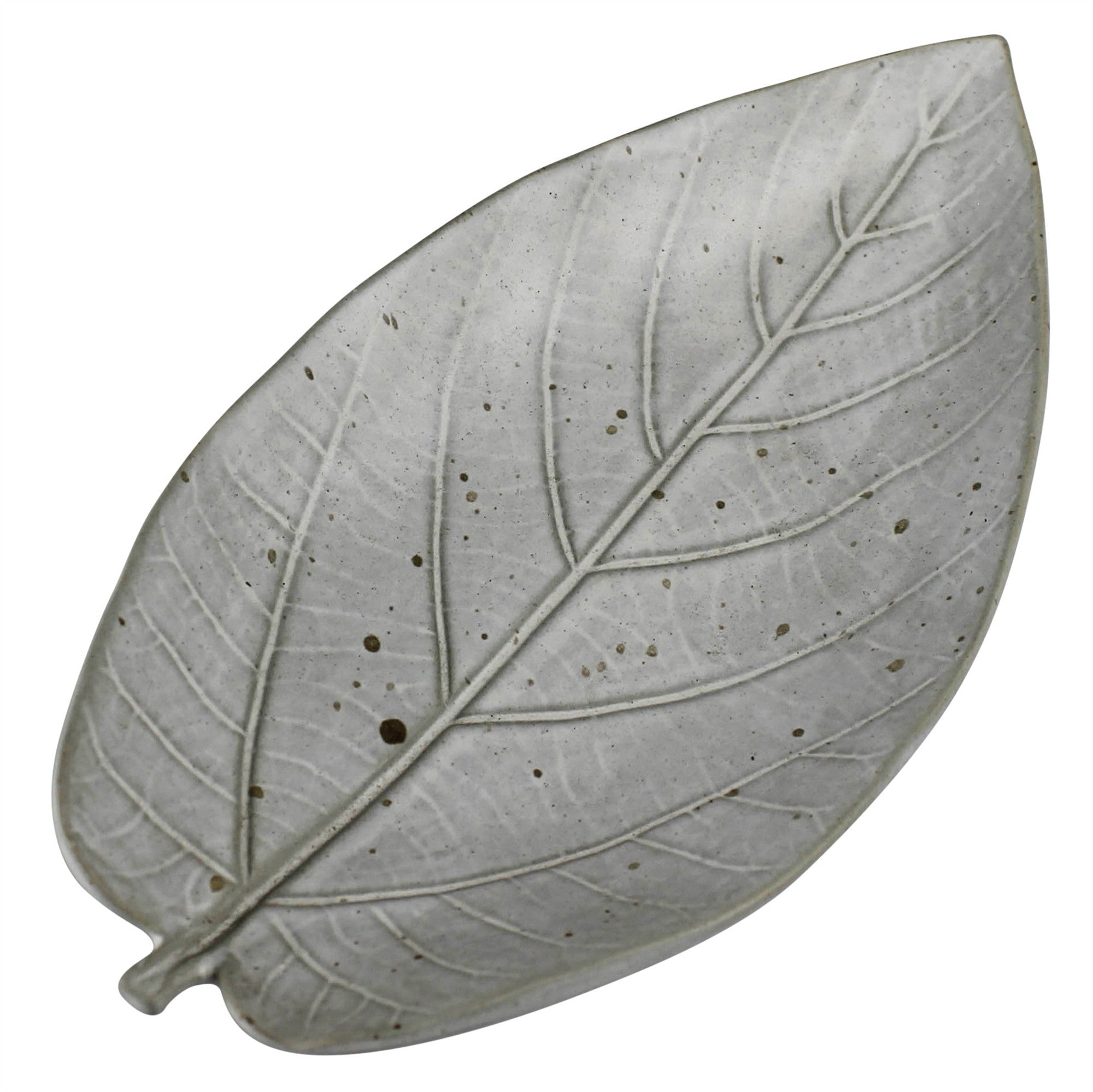 Gray Begonia Leaf Ceramic Serving Tray