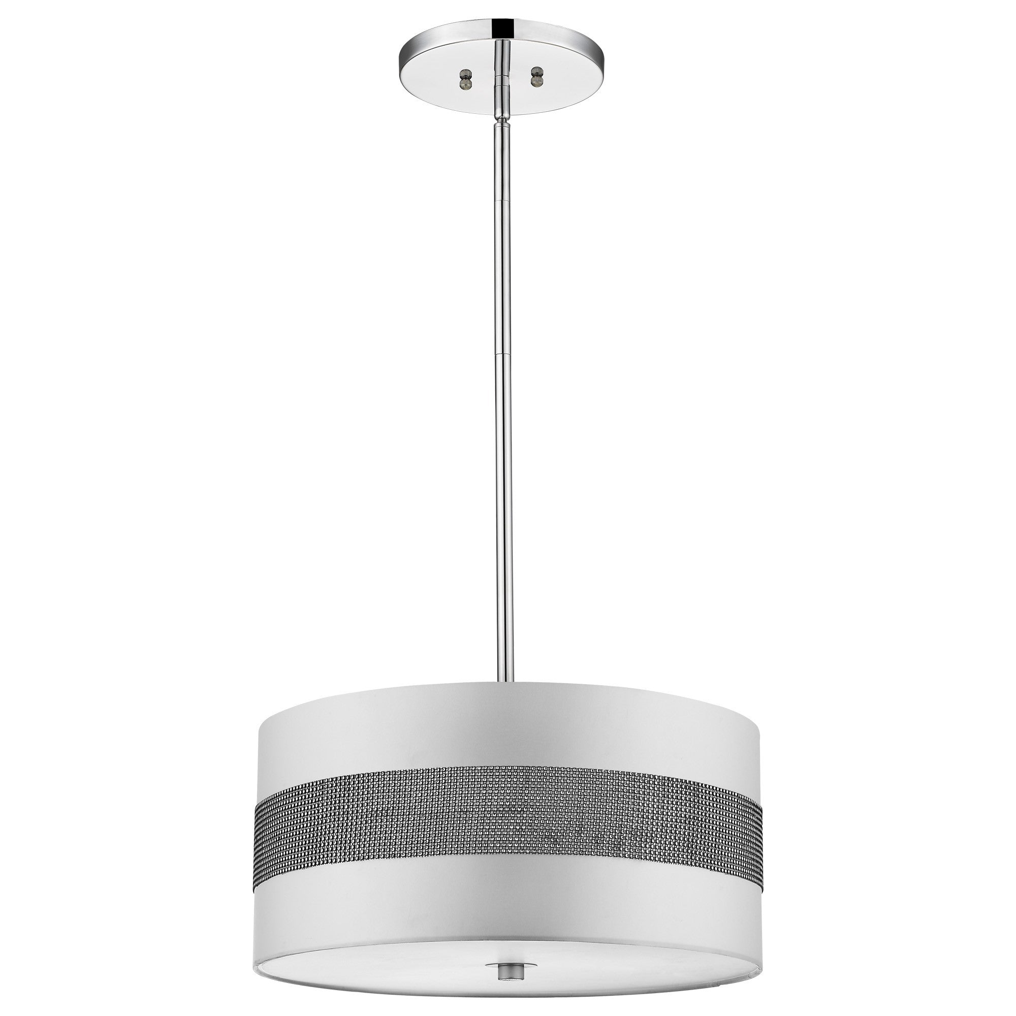 Harmony 3-Light Metallic Silver Pendant With Crystal Studded Platinum Sheen Shade