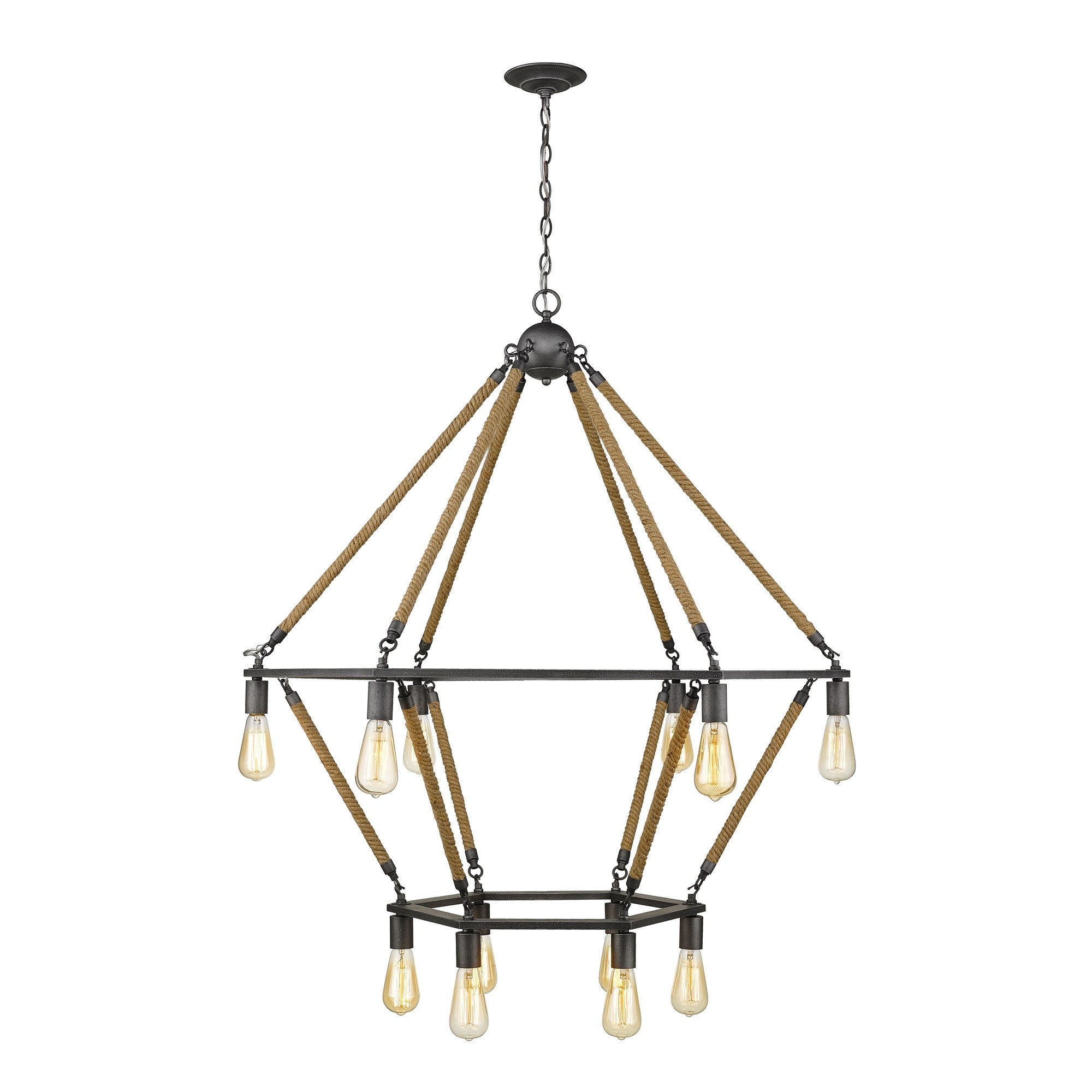 Brown and Black Twelve Light Metal Dimmable Chandelier