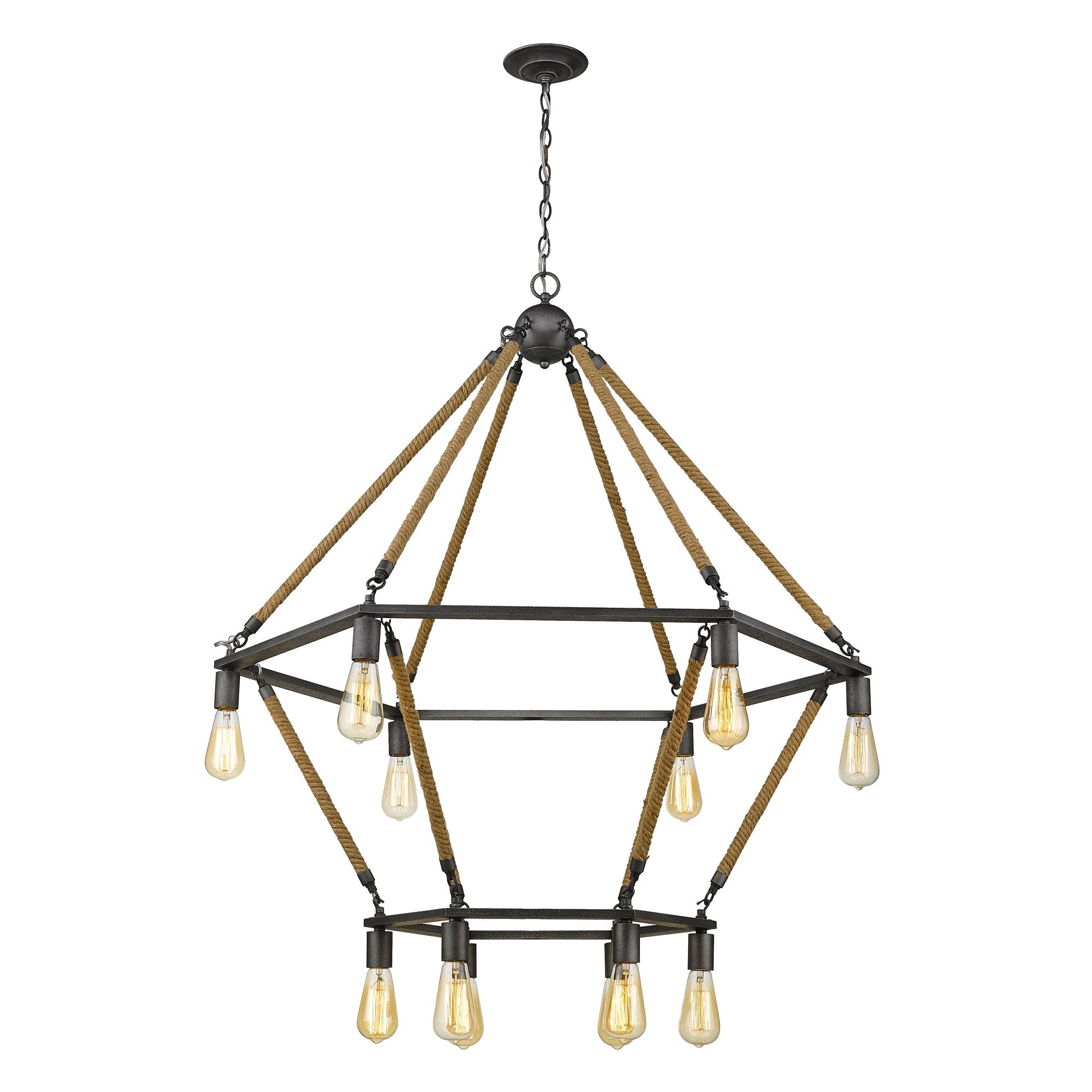 Brown and Black Twelve Light Metal Dimmable Chandelier