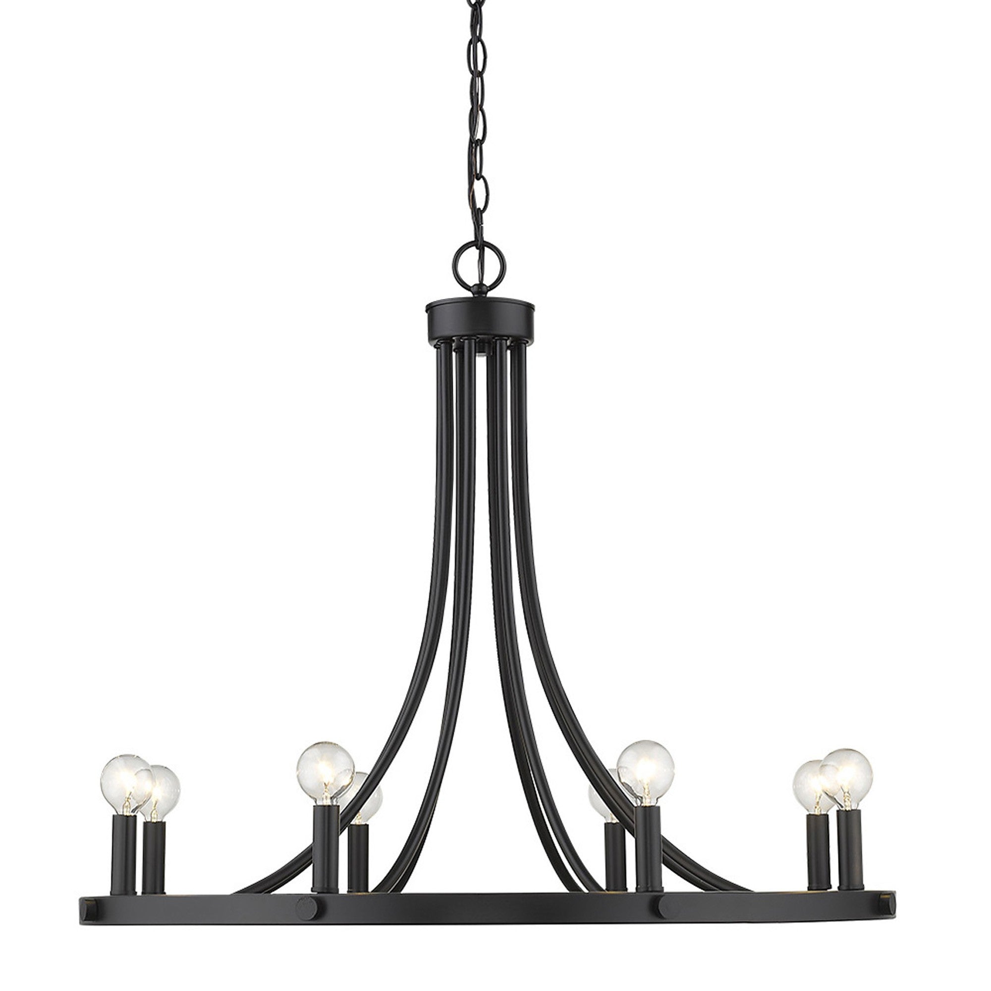 Black Candle Style Eight Light Metal Dimmable Chandelier