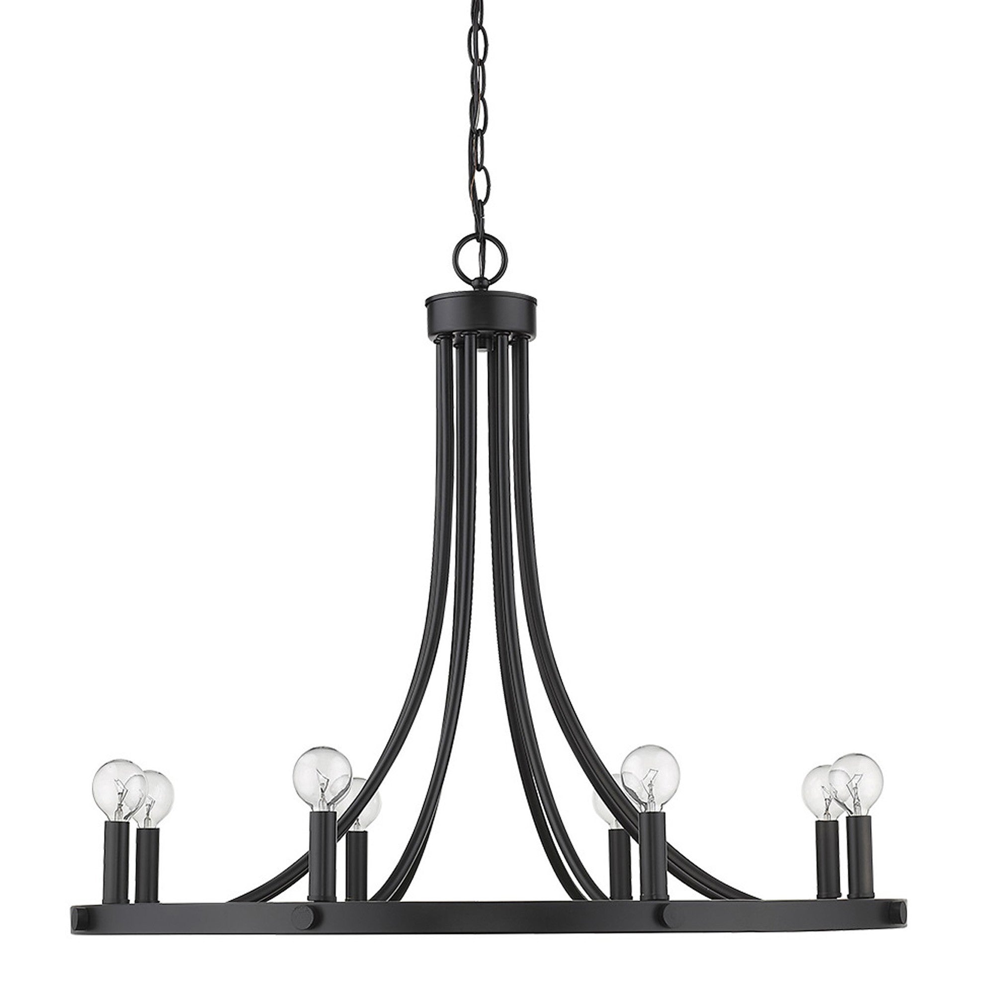 Black Candle Style Eight Light Metal Dimmable Chandelier