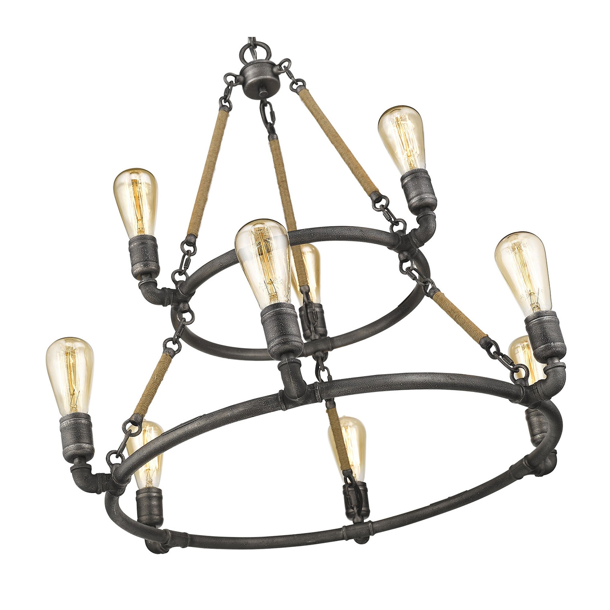 Brown and Black Nine Light Metal Dimmable Chandelier