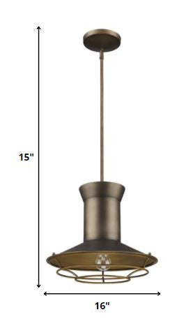 Newport 1-Light Tin Coated Pendant With Raw Brass Interior Shade And Louver