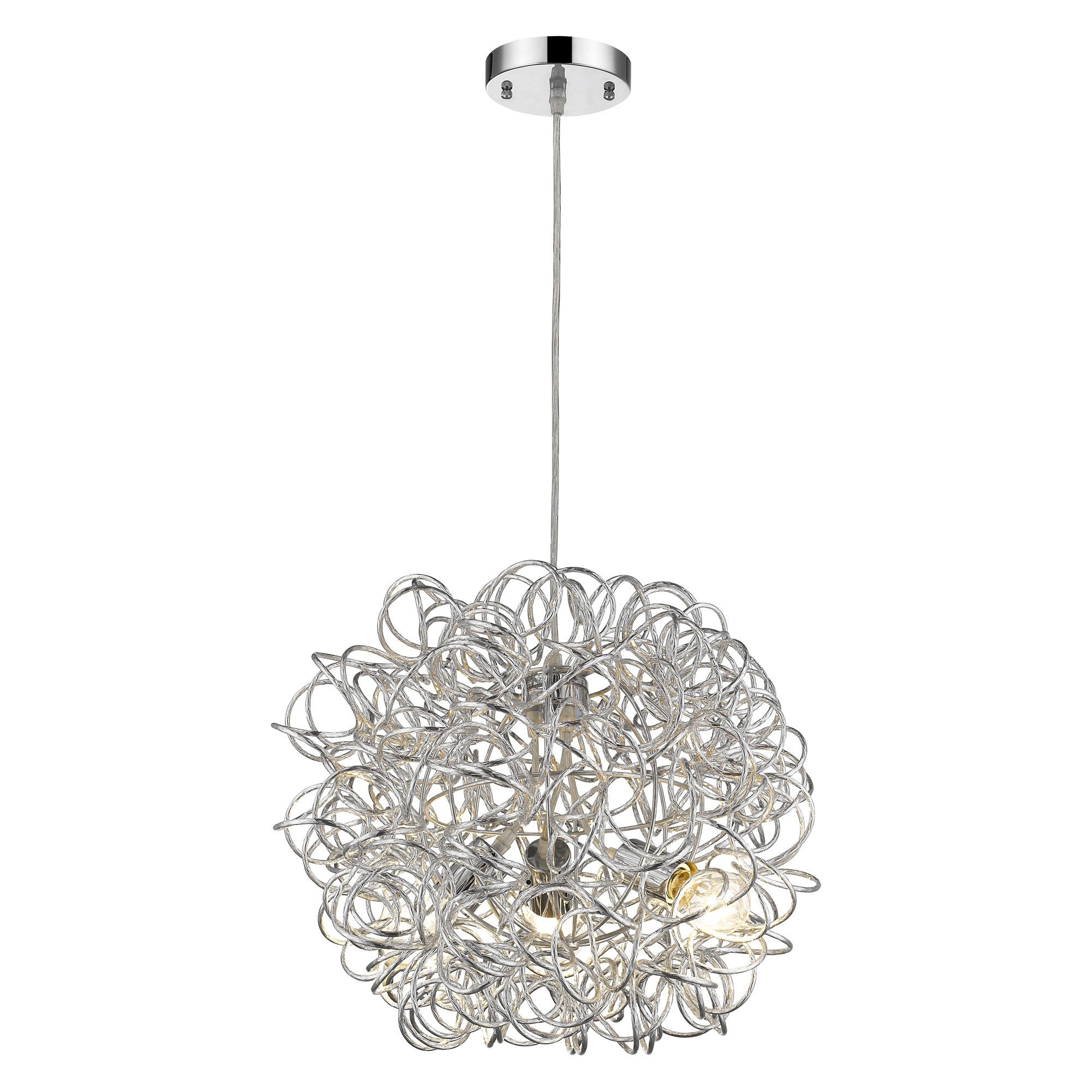 Mingle 3-Light Polished Chrome Pendant With Faceted Chrome Aluminum Wire Shade