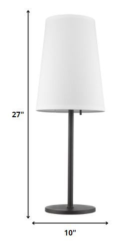 27" Black Metal Table Lamp With White Empire Shade