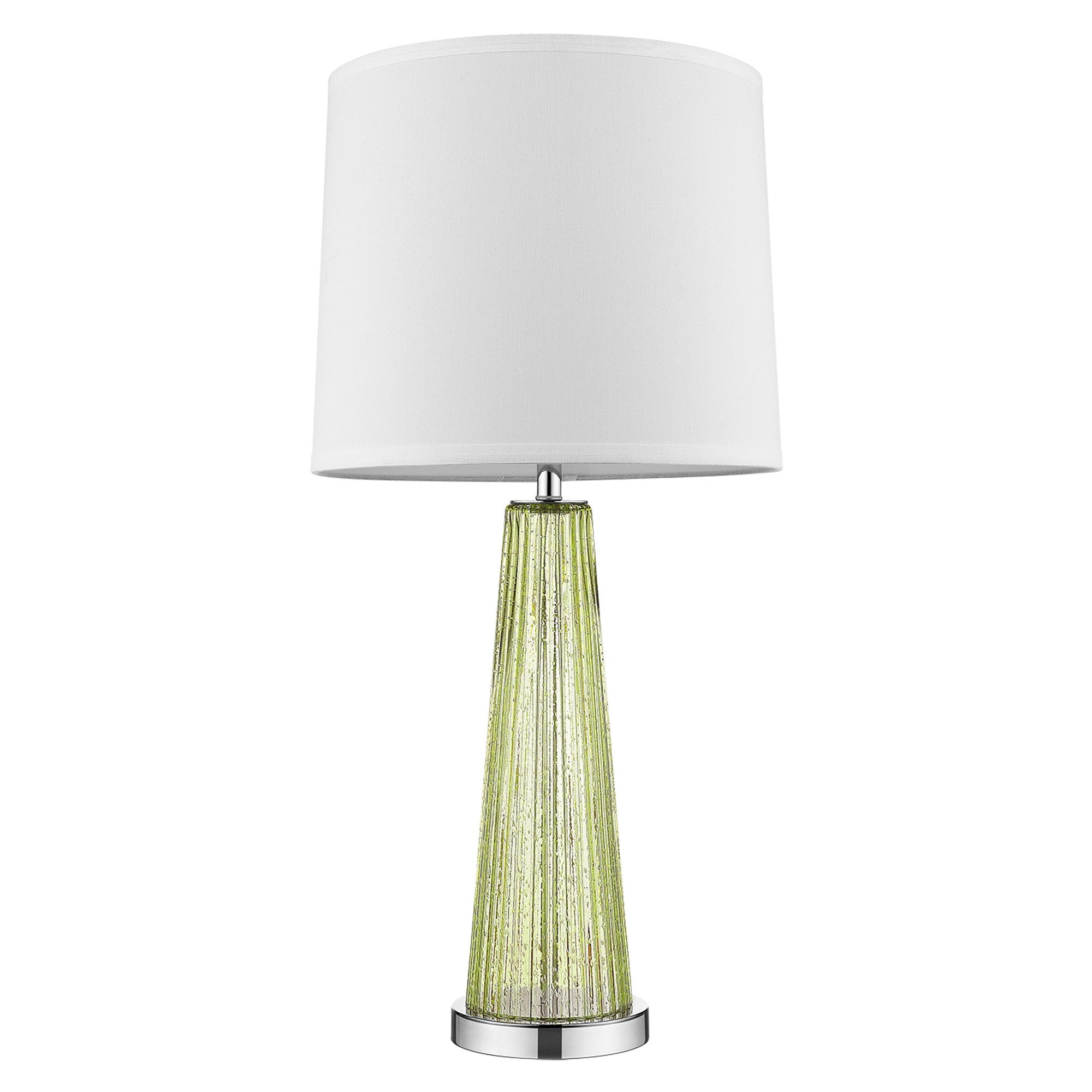 29" Silver Metal Table Lamp With White Empire Shade