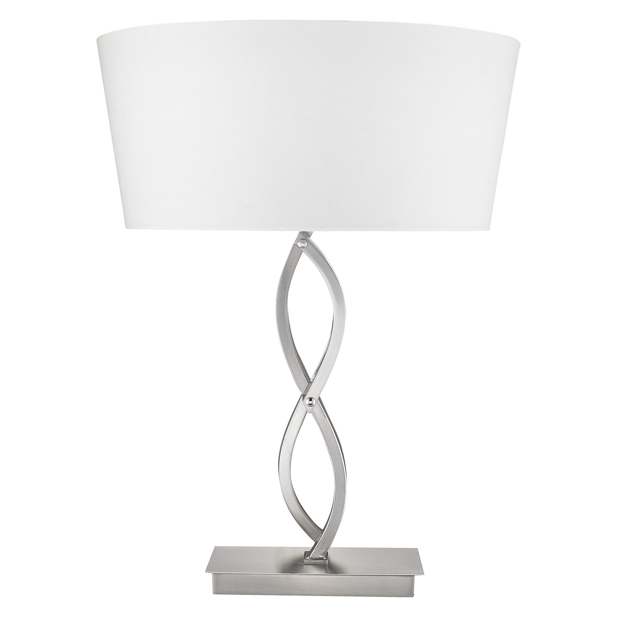 25" Silver Metal Table Lamp With White Empire Shade