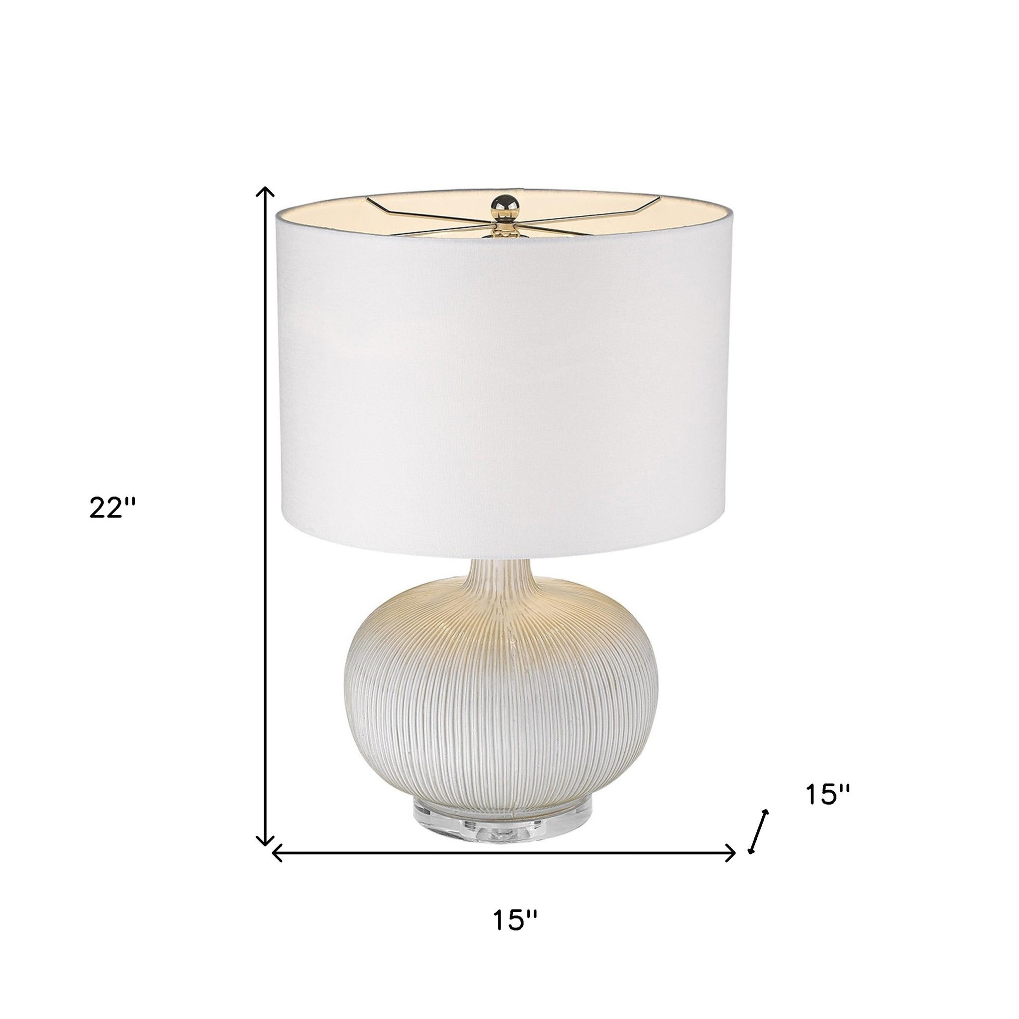 22" White Ceramic Column Table Lamp With White Drum Shade