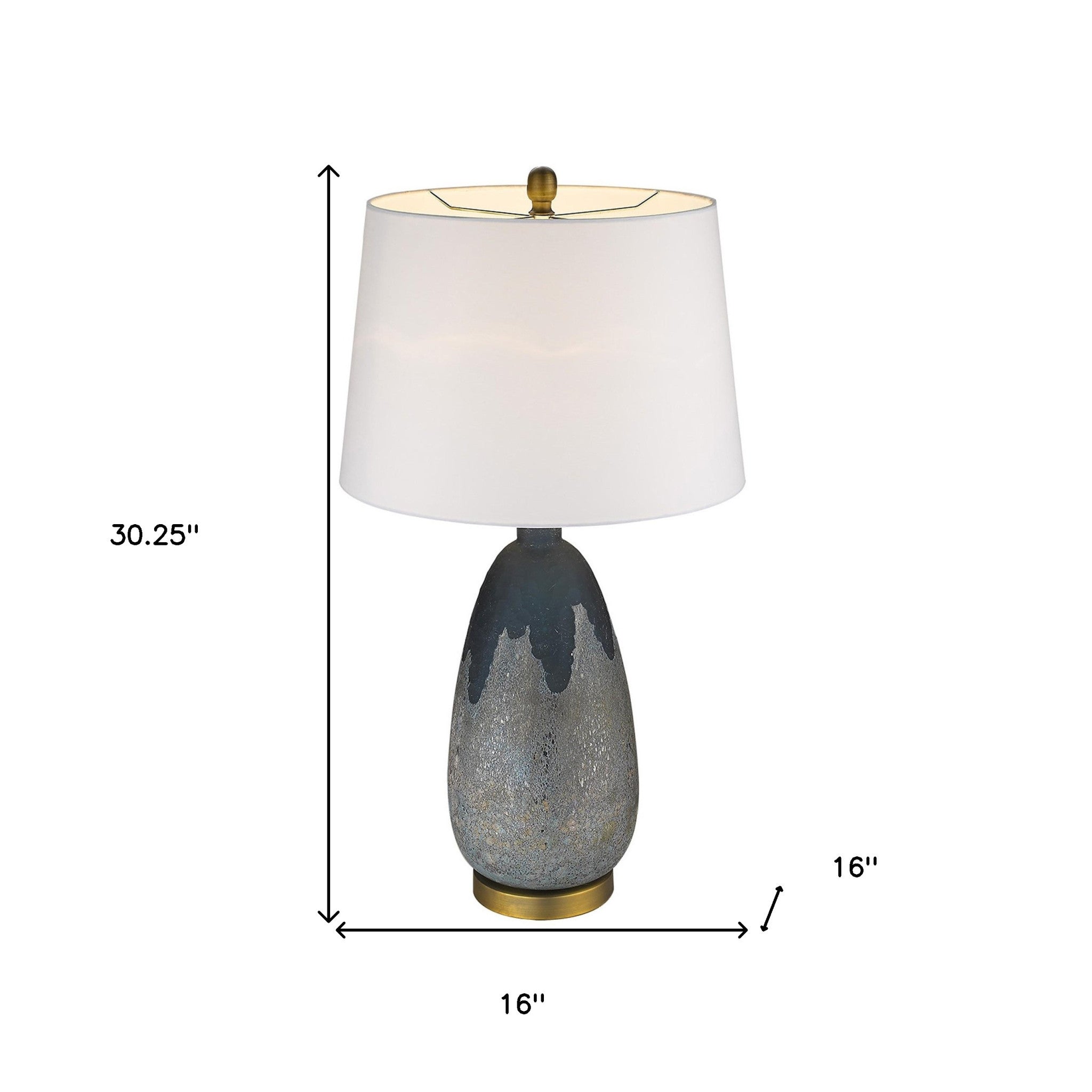 30" Brass Metal Table Lamp With White Empire Shade