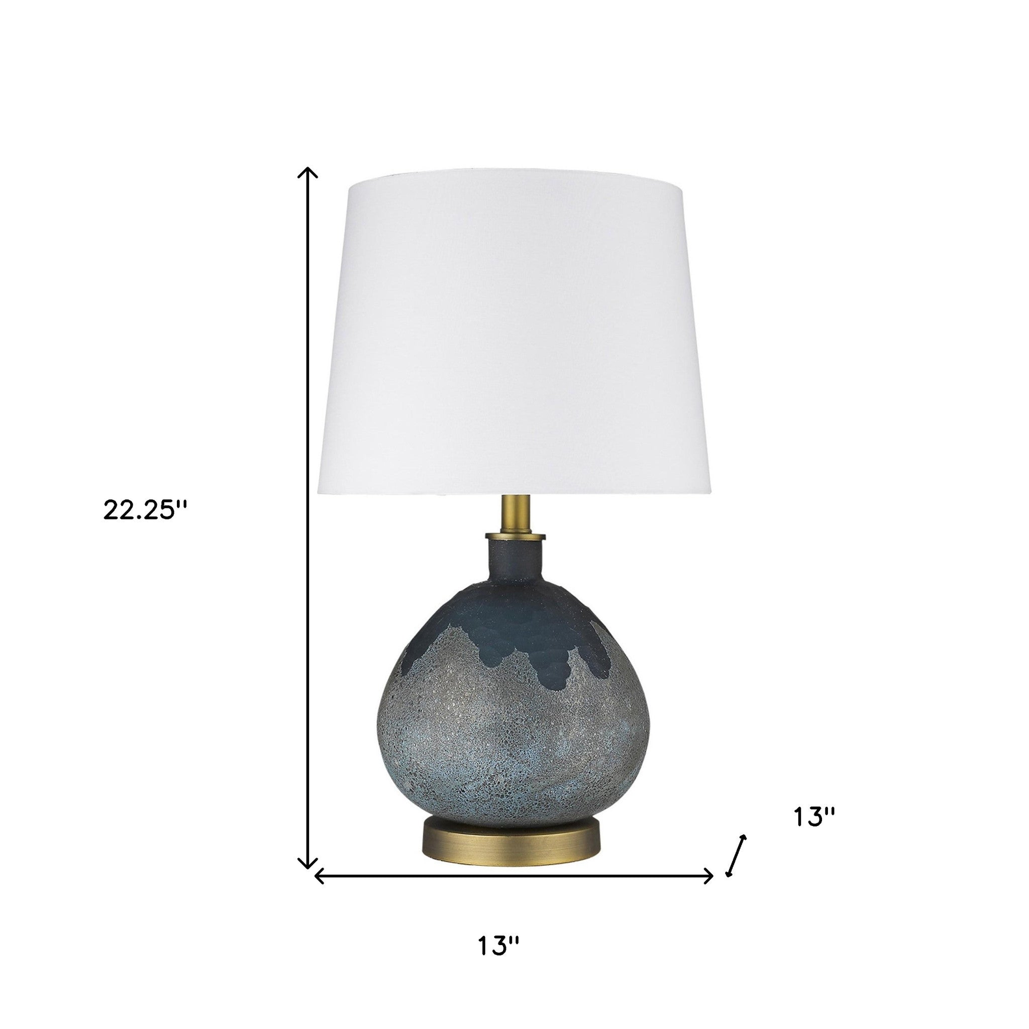 22" Brass Metal Table Lamp With White Empire Shade