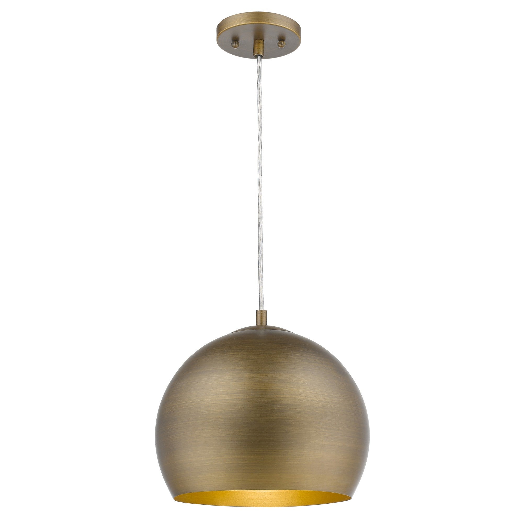 Latitude 1-Light Hand Painted Antique Gold Pendant With Gold Interior Shade