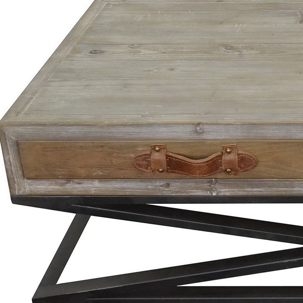 Rustic Handcrafted Natural Wood and Iron Coffee Table