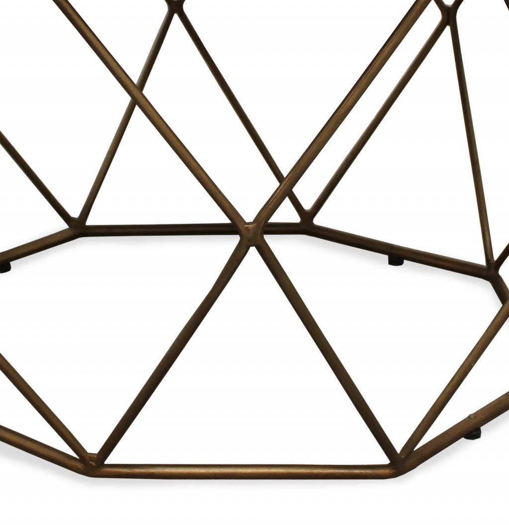 Round Mable and Iron Geometric Coffee Table