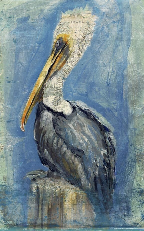 Blue Watercolor Pelican Wall Art