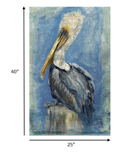 Blue Watercolor Pelican XL Wall Art