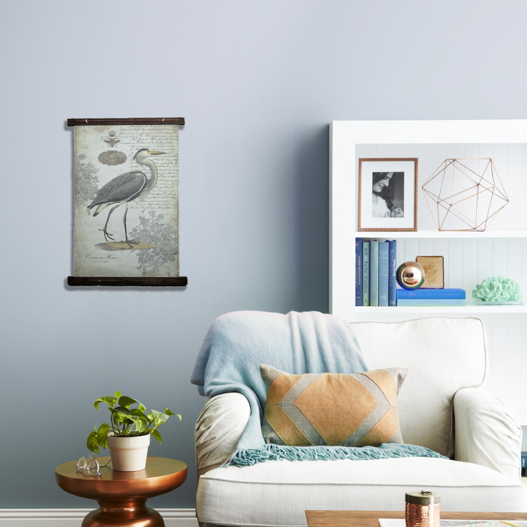 Grey Vintage Heron Tapestry Wall Décor