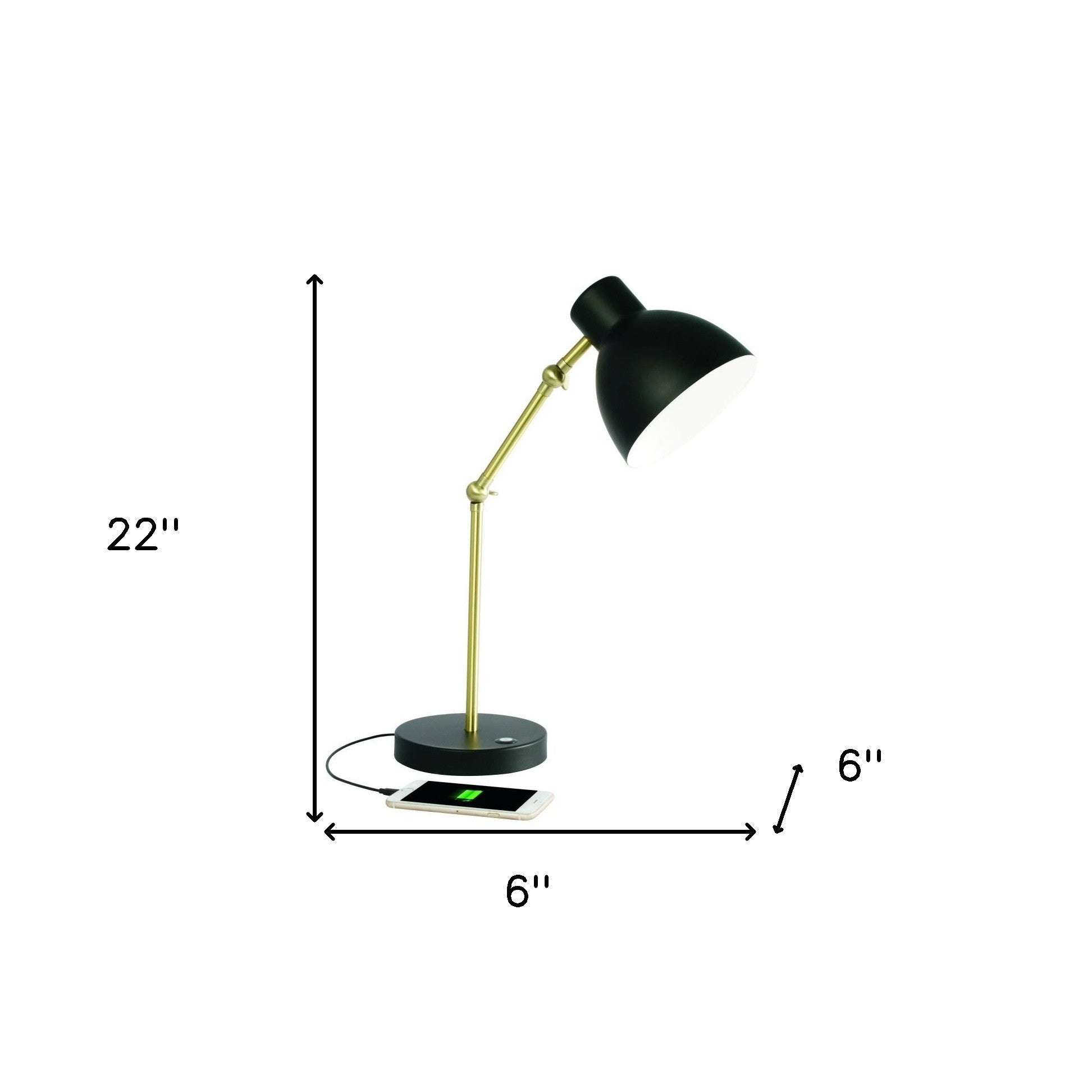 Matte Black and Gold Mod LED Adjustable Desk Lamp