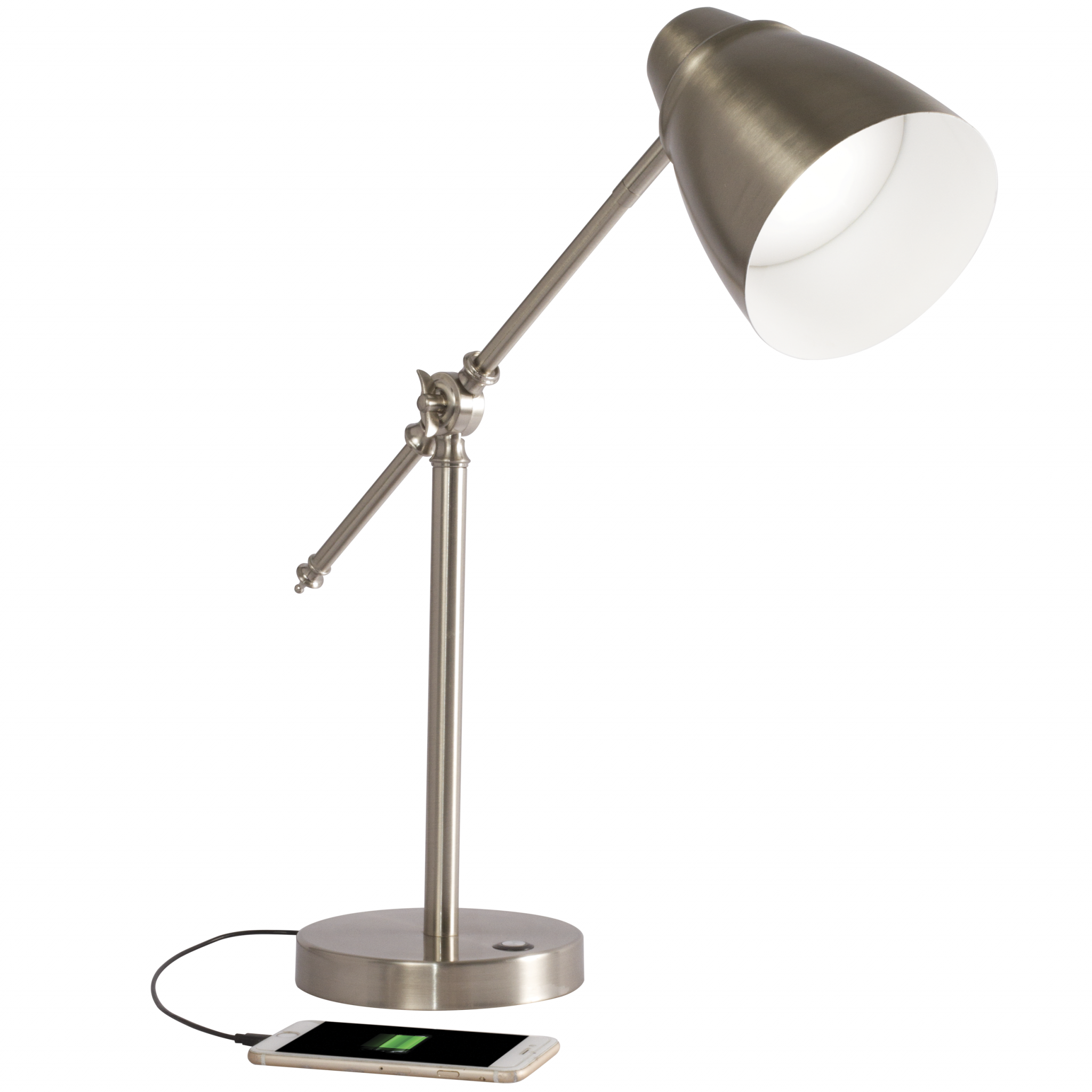 Brushed Silver LED Adjustable Desk Lamp
