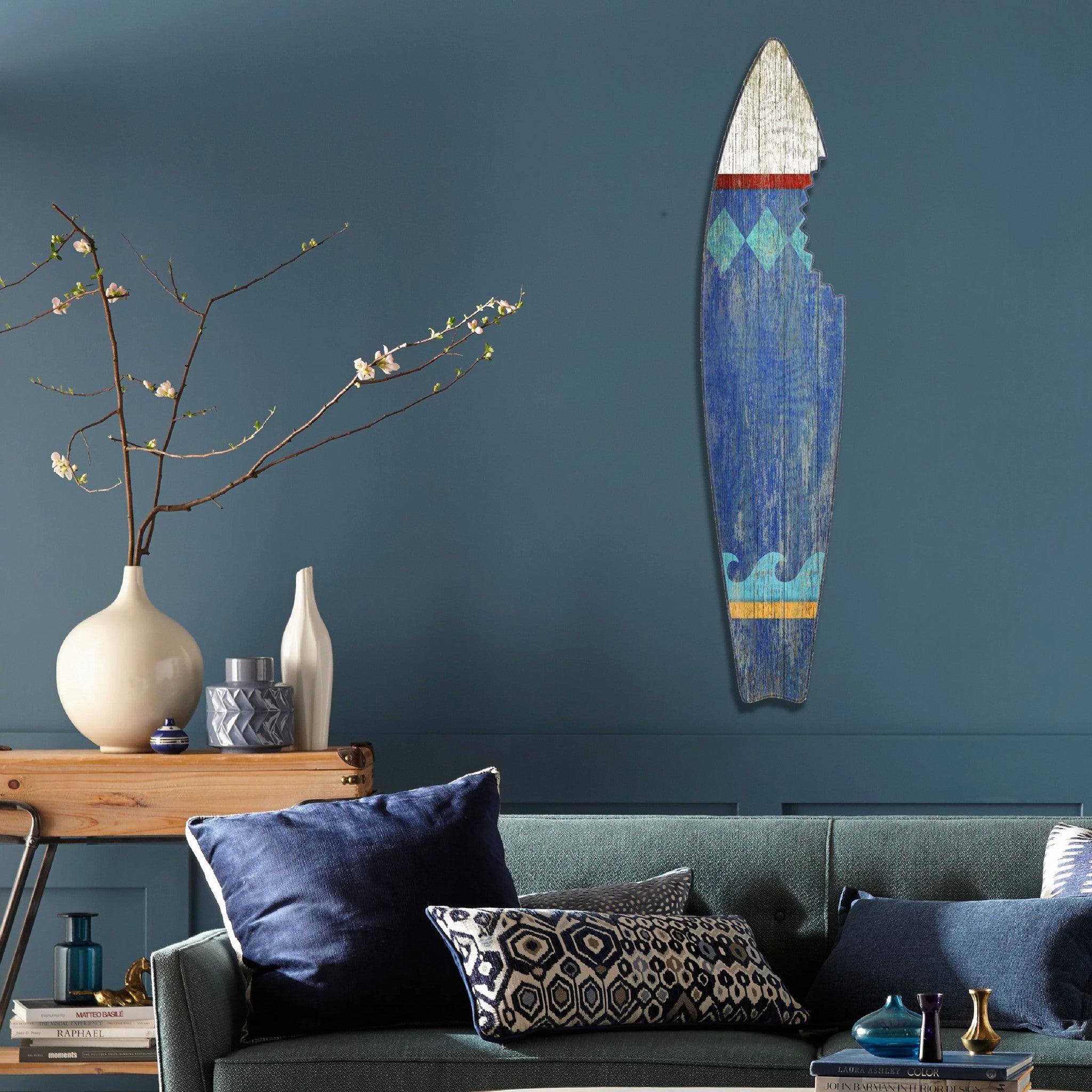 Vintage Sharkbite Blue Surfboard Wall Décor