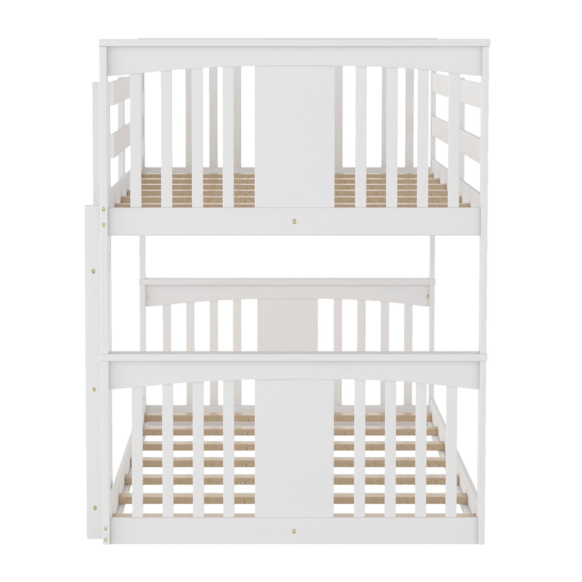 White Classic Twin Over Twin Bunk Bed with Ladder