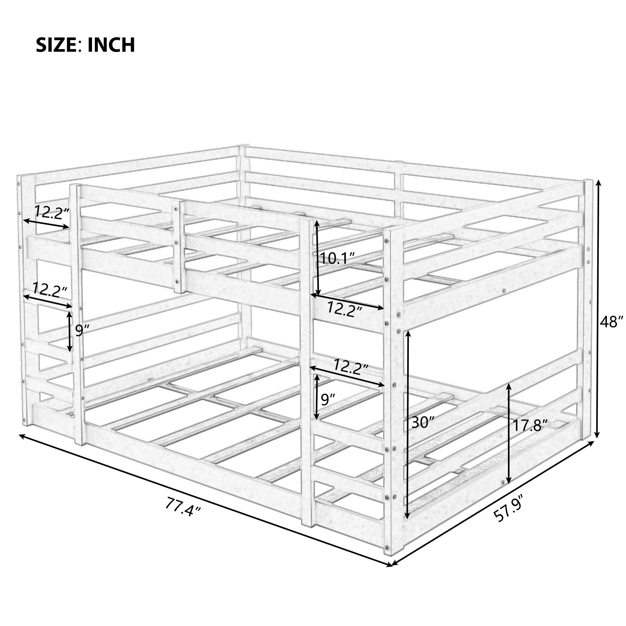 Pastel White Full Over Full Dual Ladder Bunk Bed