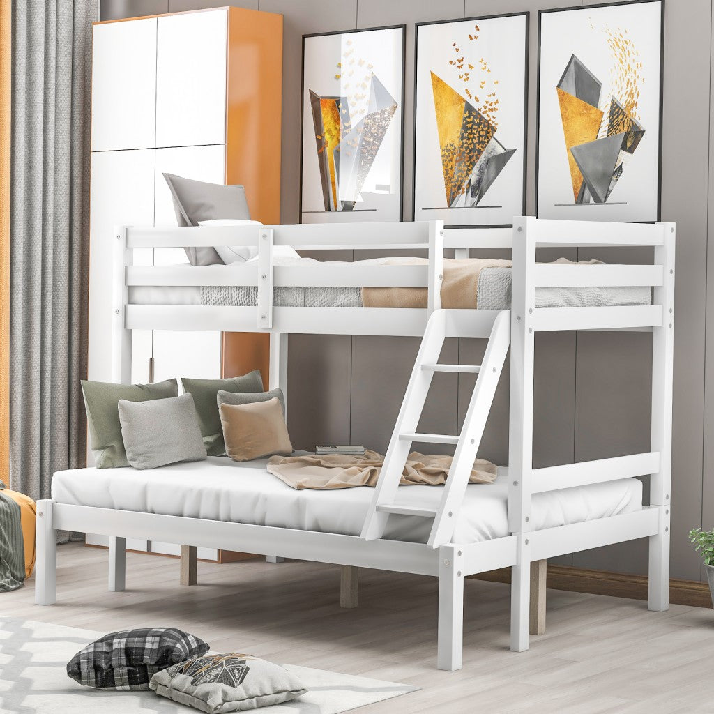 White Twin Size Full Size Bunk Bed