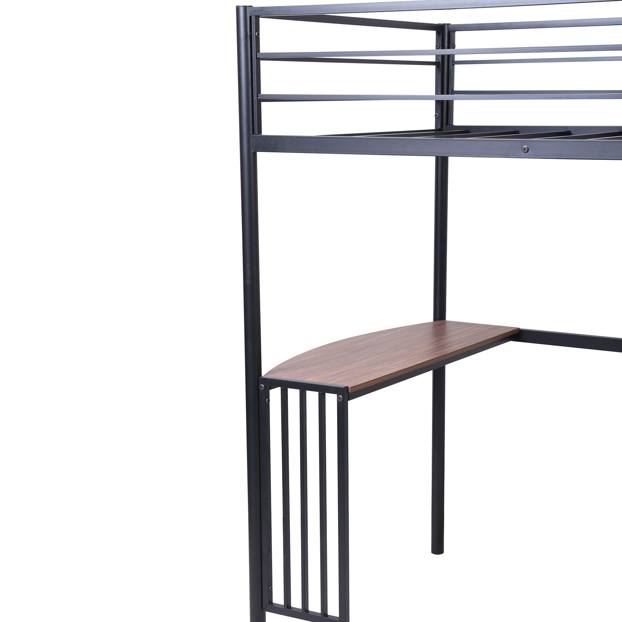 Black Twin Over Full Size Metal Bunk Bed with Desk