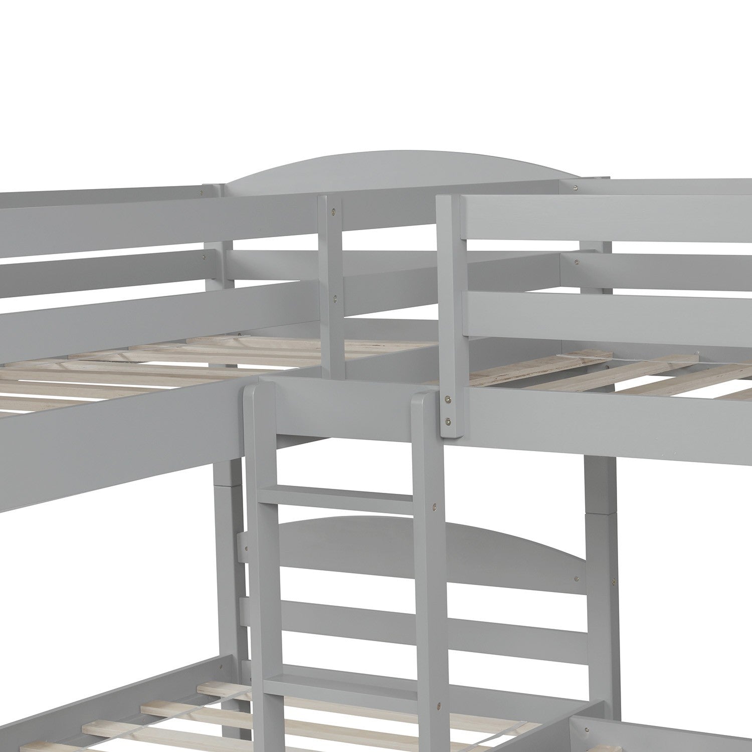 Gray Twin Contemporary Manufactured Wood and Solid Wood Bunk Bed
