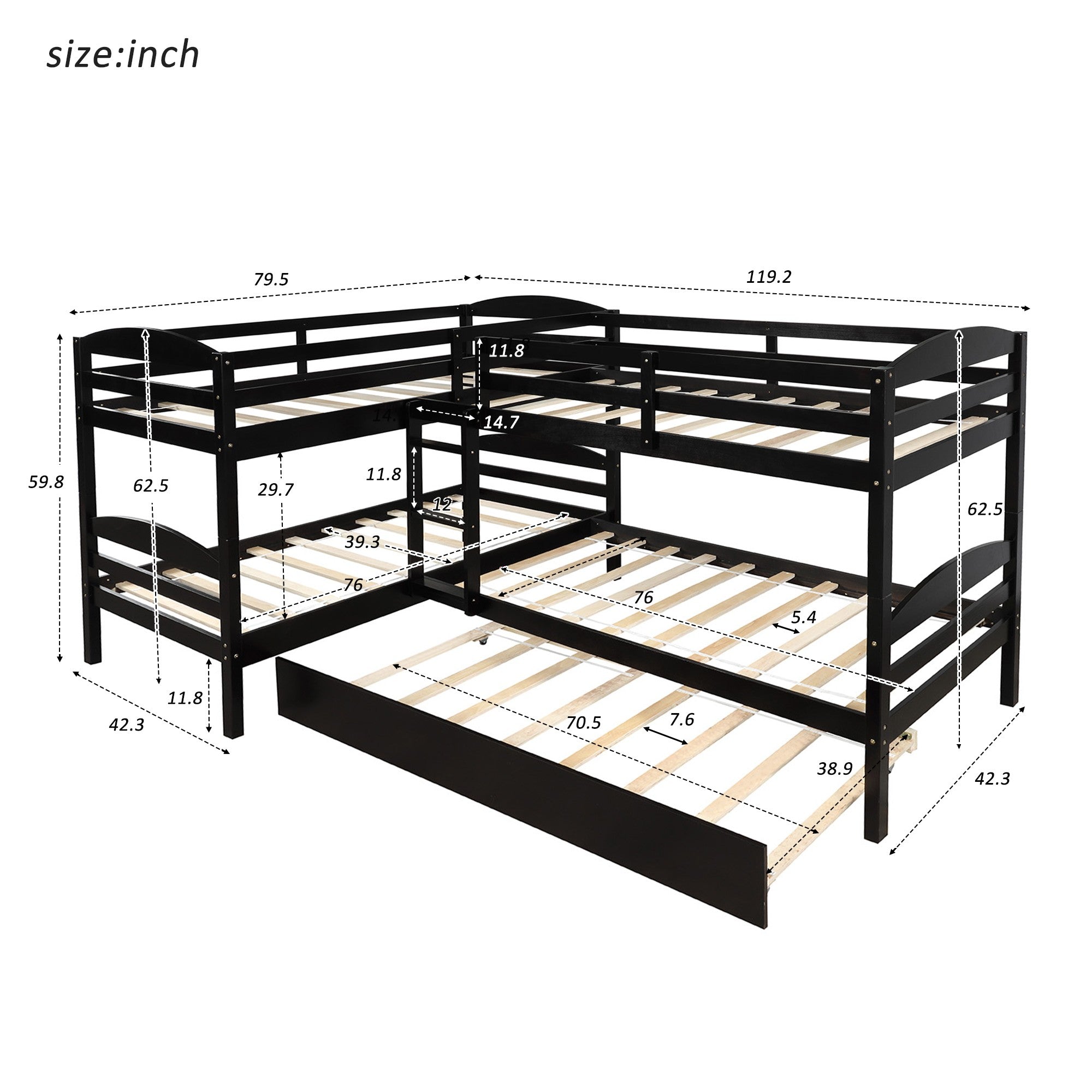 Espresso Twin Contemporary Manufactured Wood and Solid Wood Bunk Bed