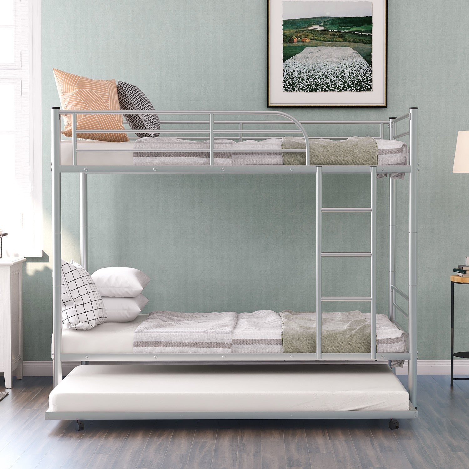 Silver Twin over Twin Traditional Steel Bunk Bed