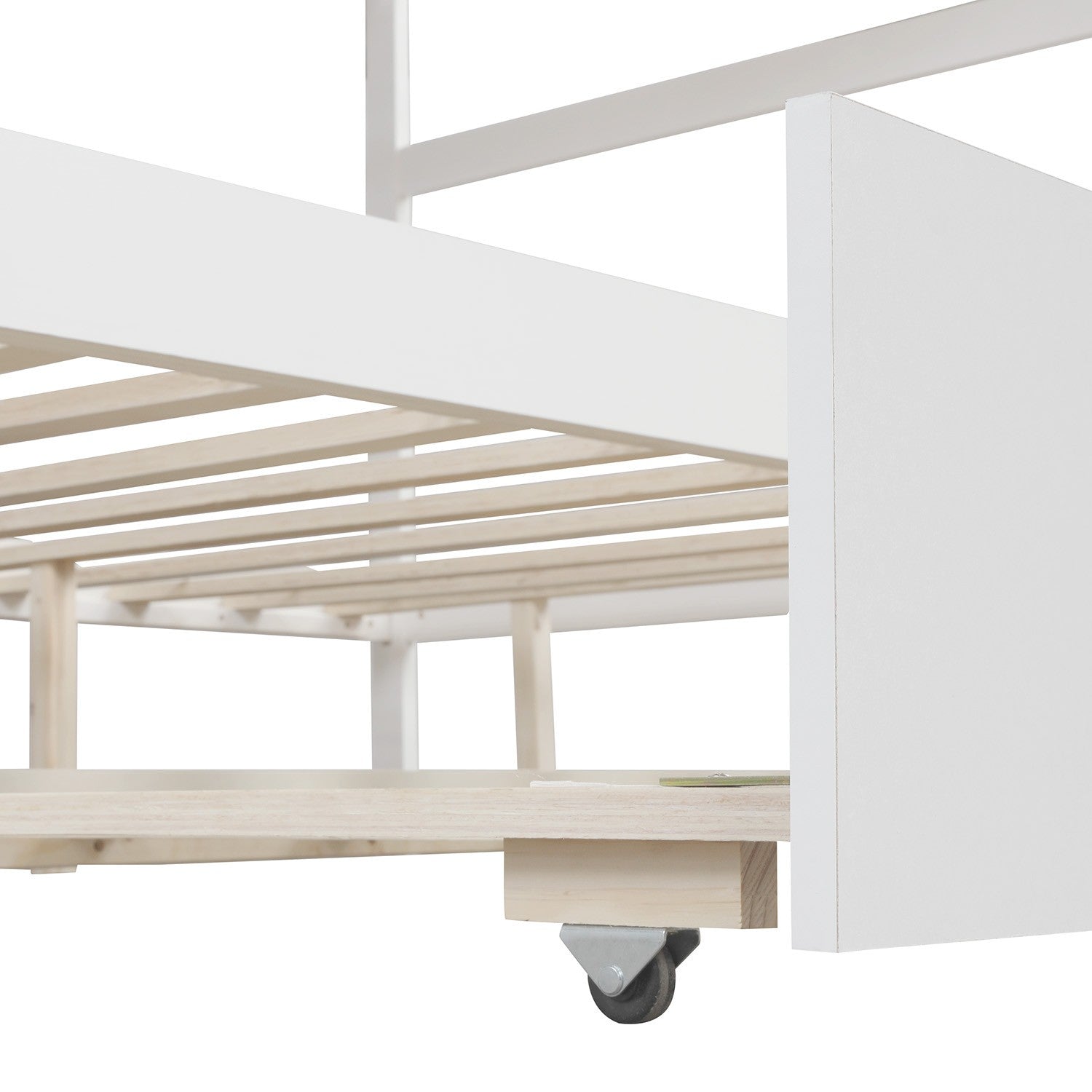 White Full Over Full Contemporary Bunk Bed With Stairs