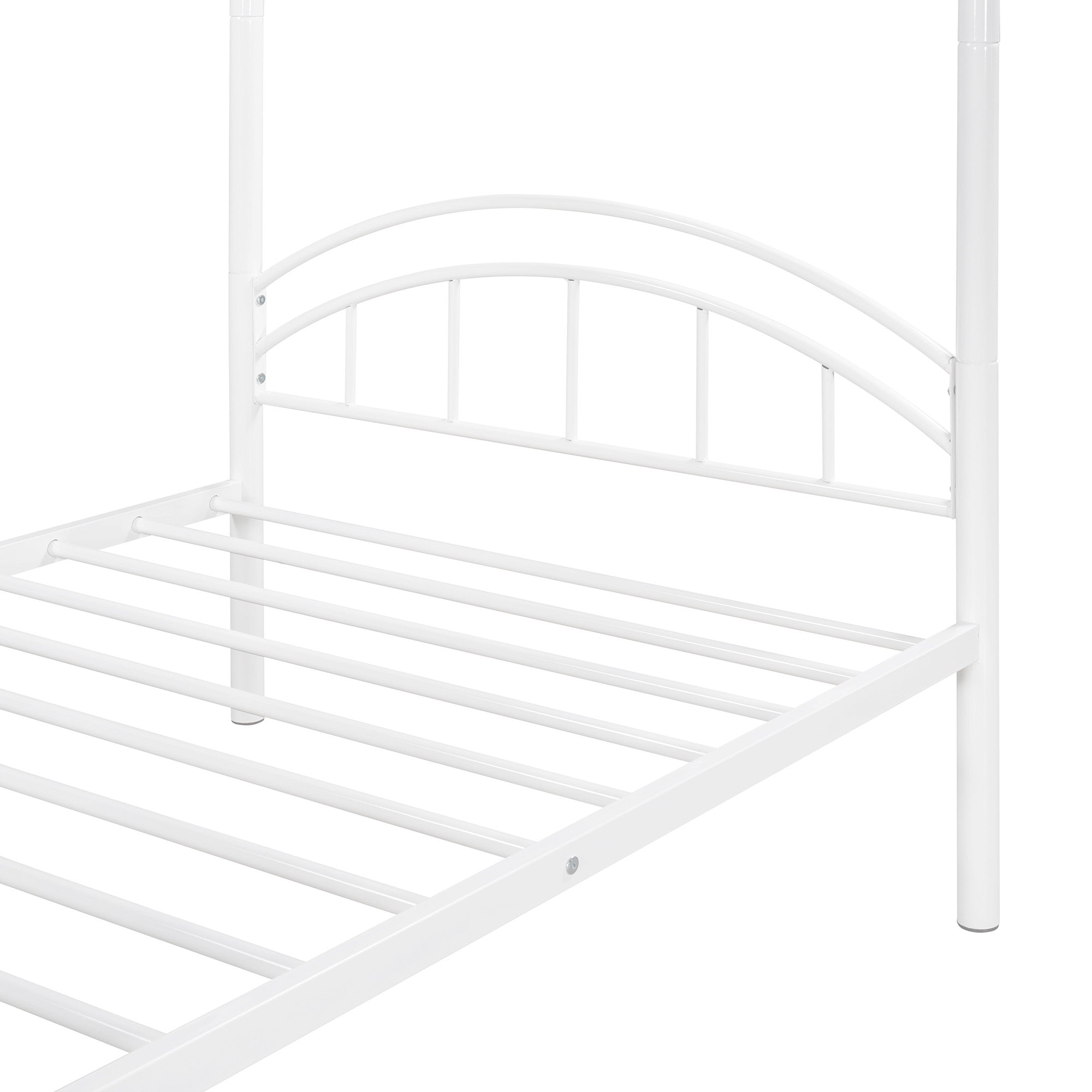 White Modern Classic Twin Over Twin Metal Bunk Bed