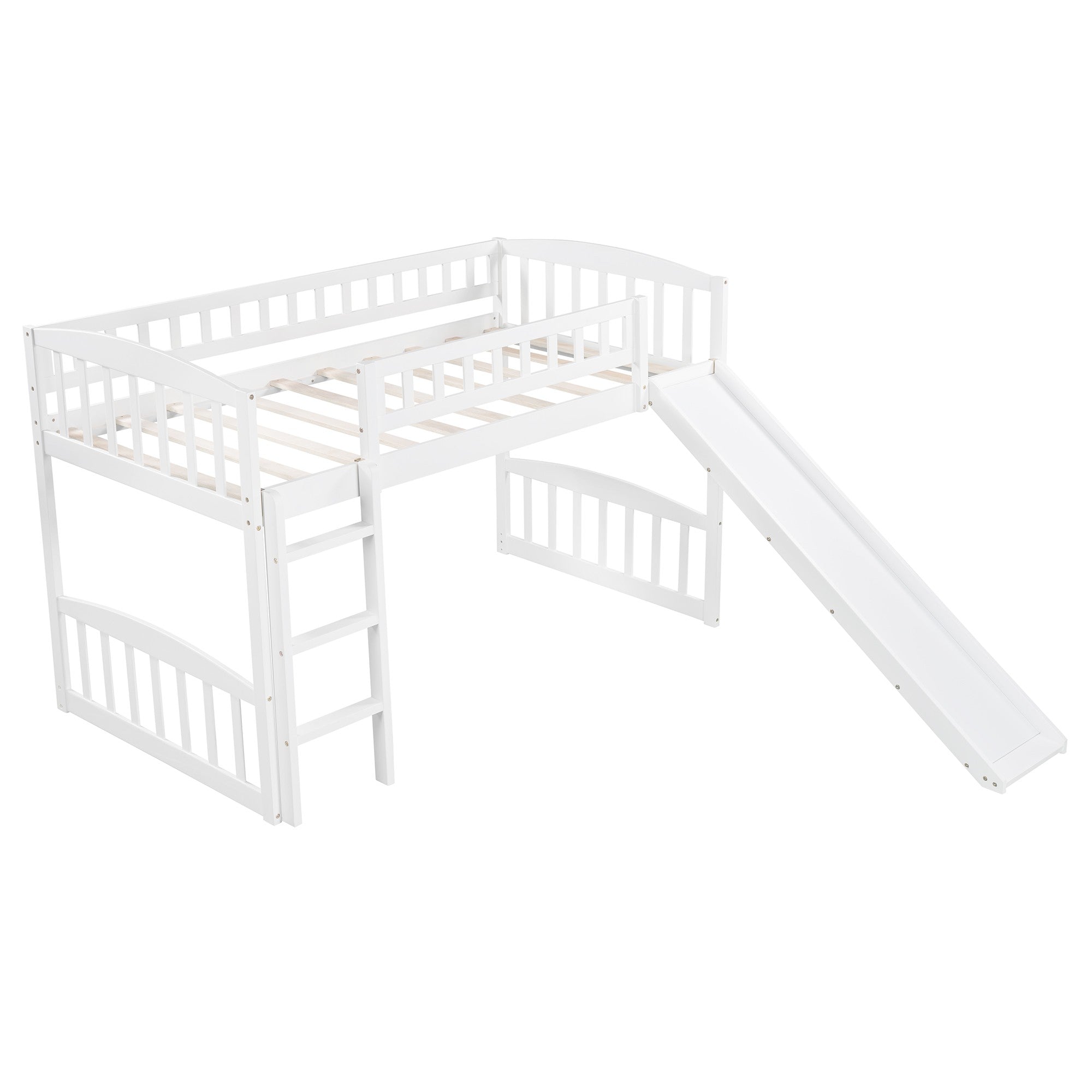 White Twin Traditional Manufactured Wood and Solid Wood Bunk Bed