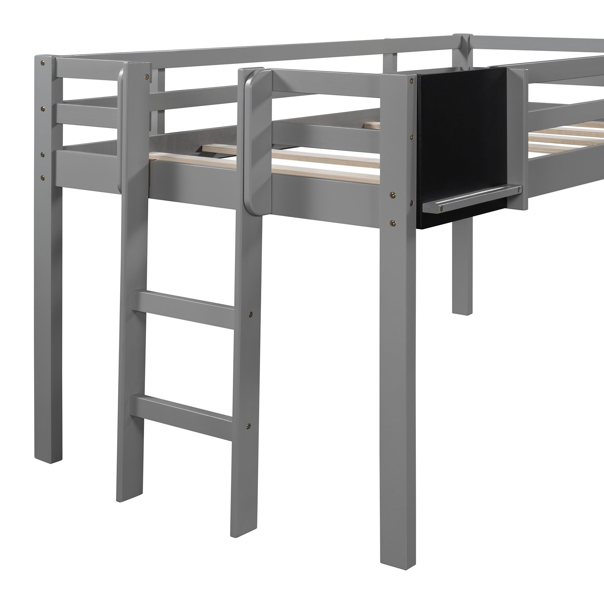 Gray Twin Loft Bed Bed Chalkboard and Slide