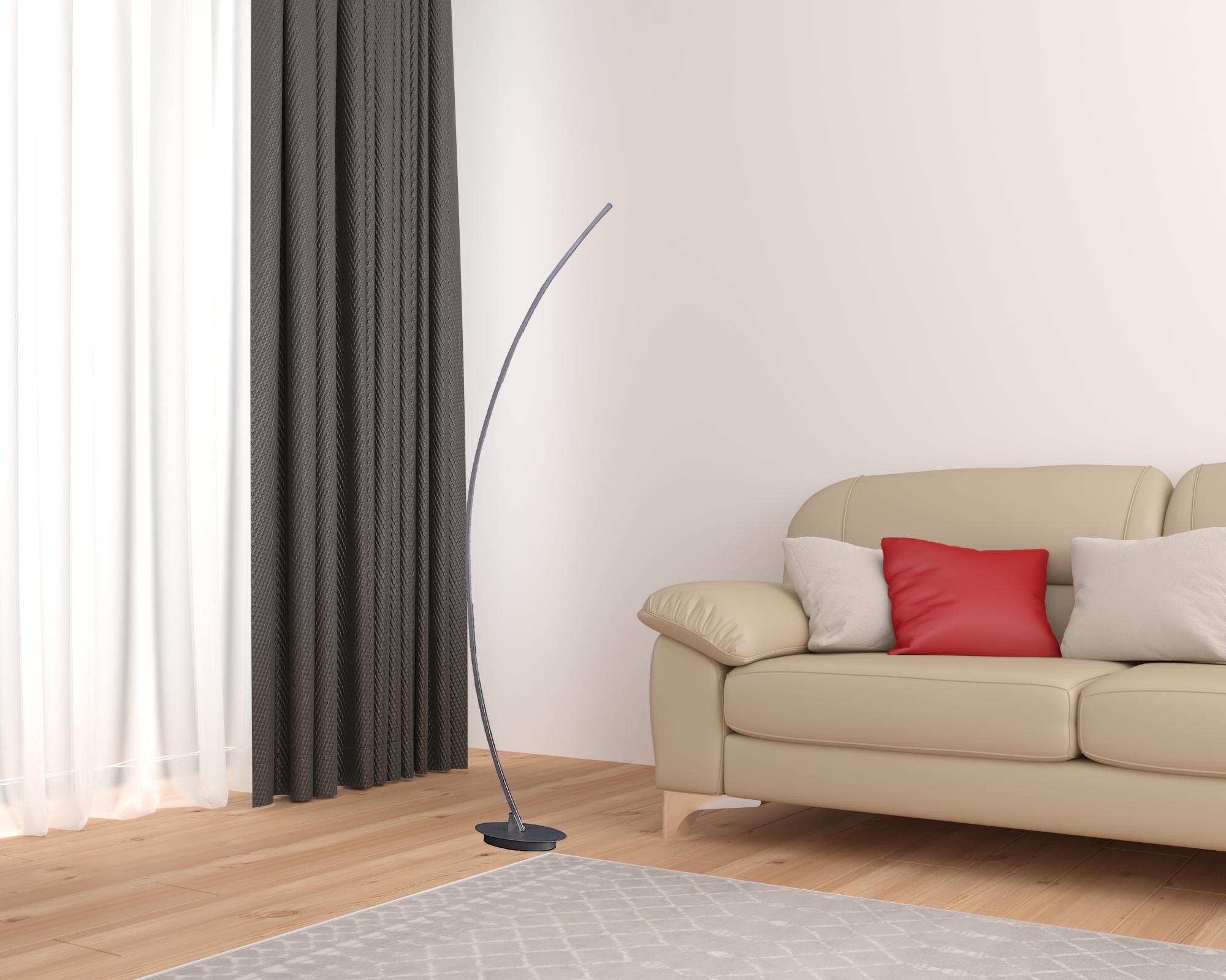 62" Silver And Soft White Arc LED Floor Lamp