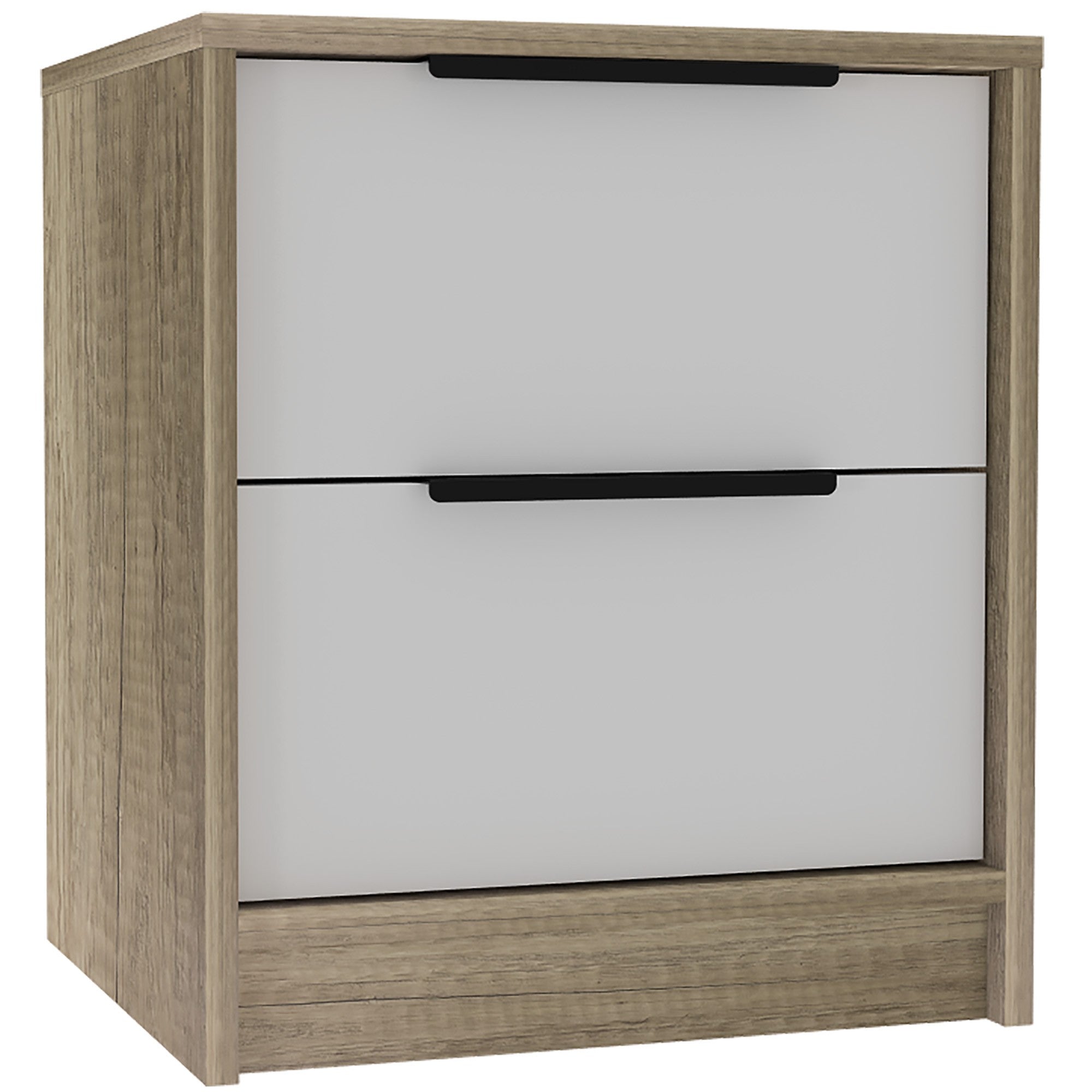 Mod Light Oak and White Two Drawer Nightstand