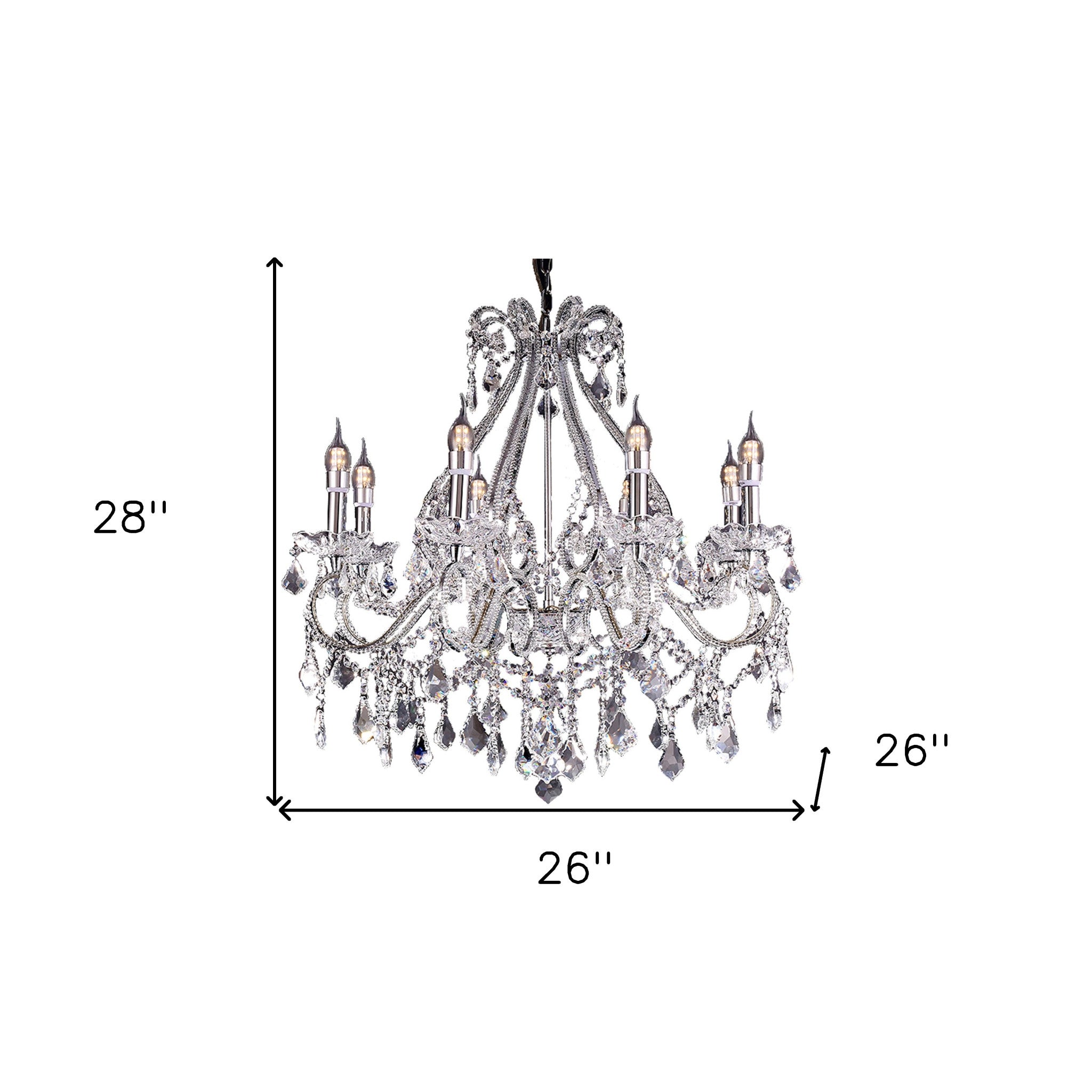 Candle Style Empire Eight Light Transparent Glass Led Ceiling Light