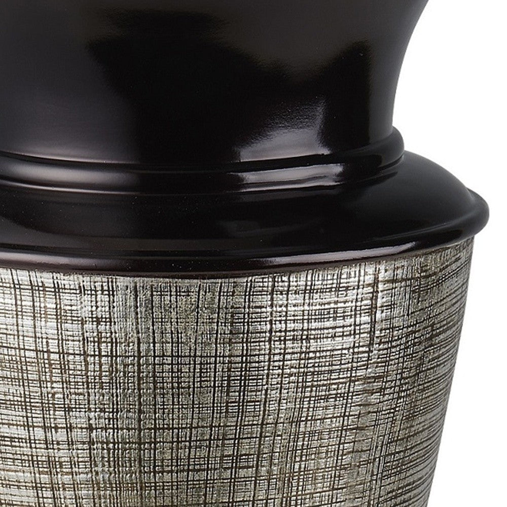 18" Espresso Silver and Gold Striped Urn Polyresin Table Vase