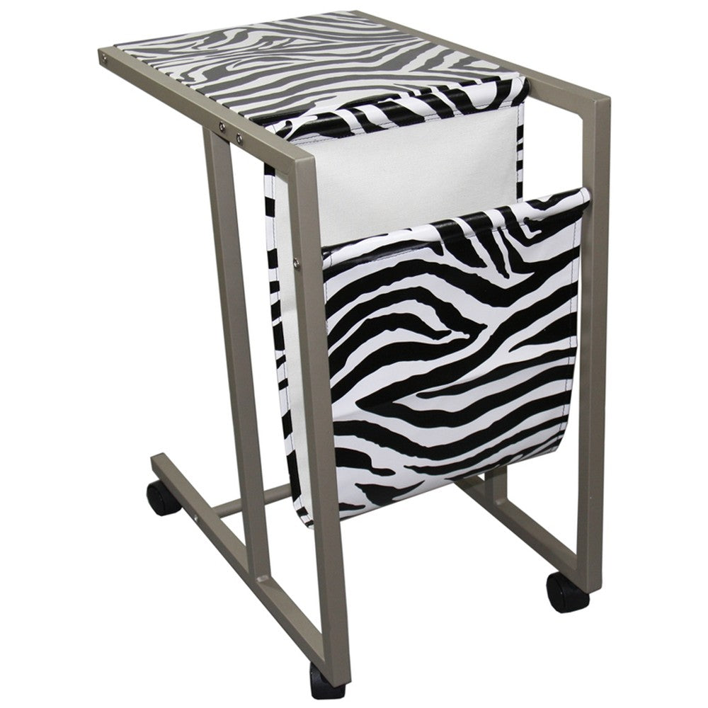 14" Black and White and Silver Metal Writing Desk