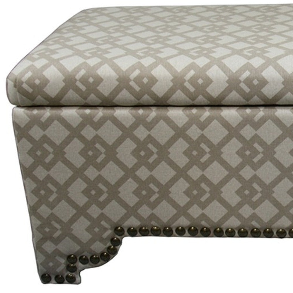 Taupe Geometric Storage Bench with Ottomans Four Piece Set
