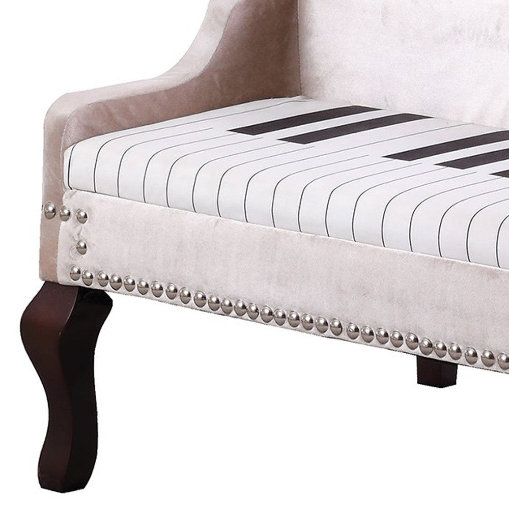 Silver Velour Baby Grand Piano Storage Bench